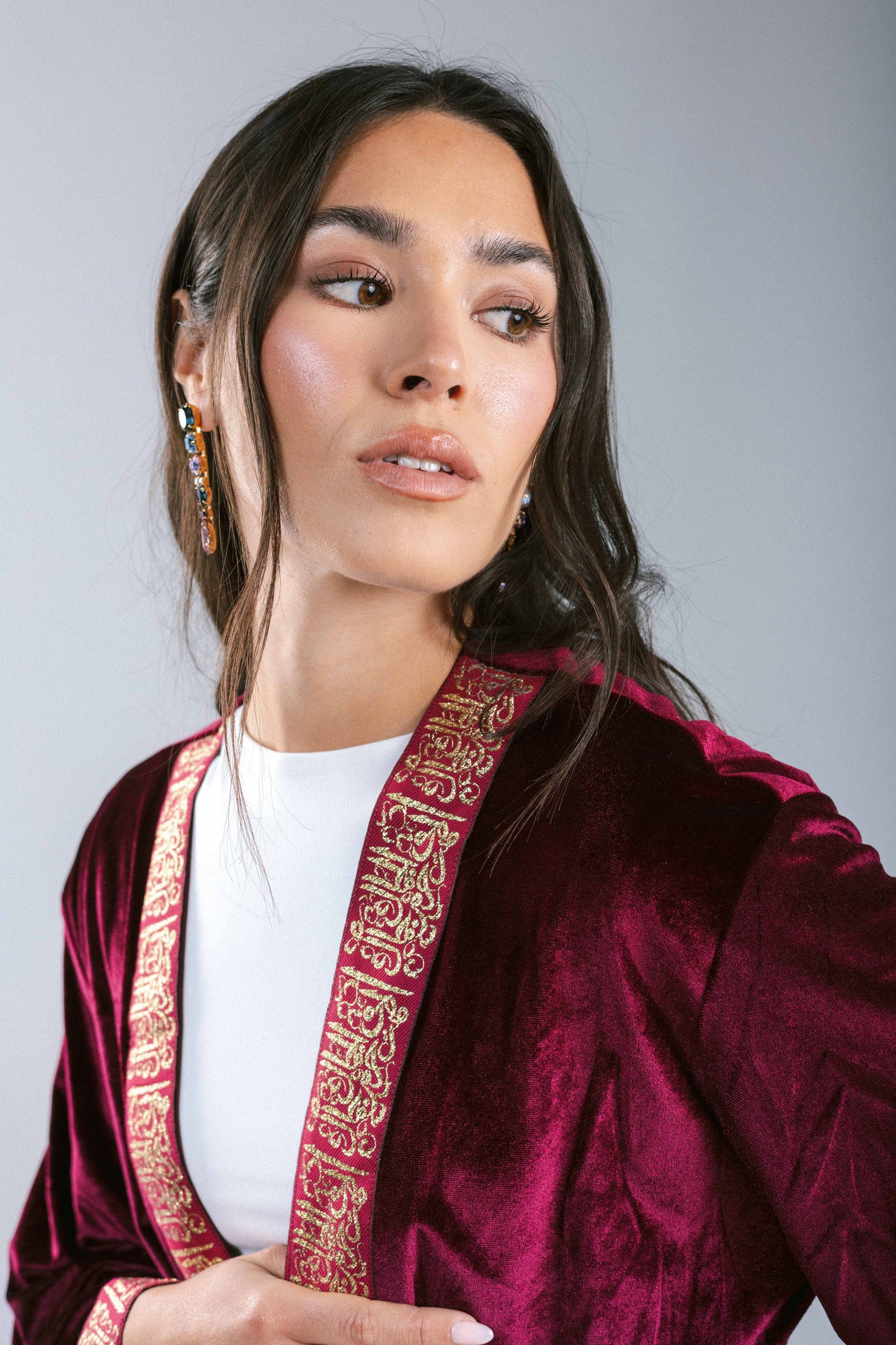 The Velvet Kaftan in Burgundy