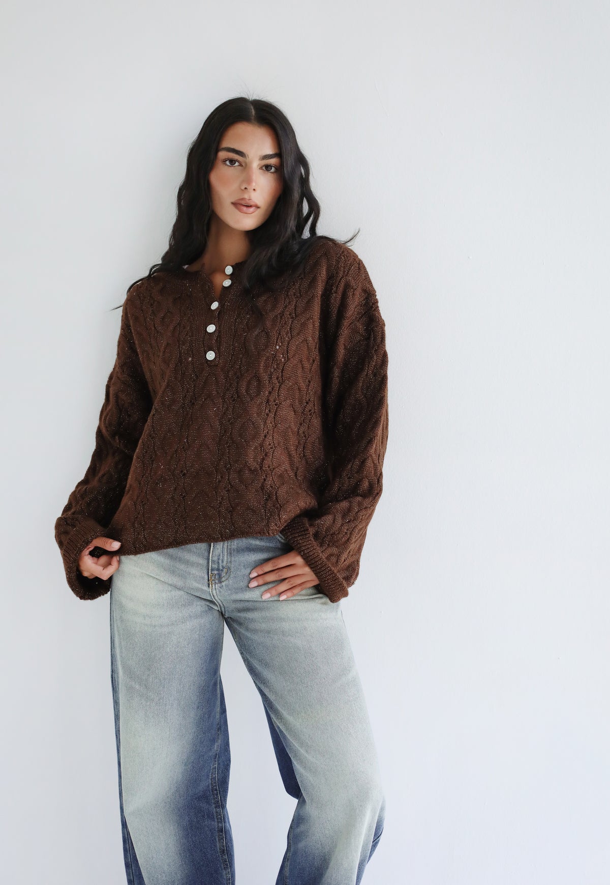 Sweet as you knit sweater - Brown