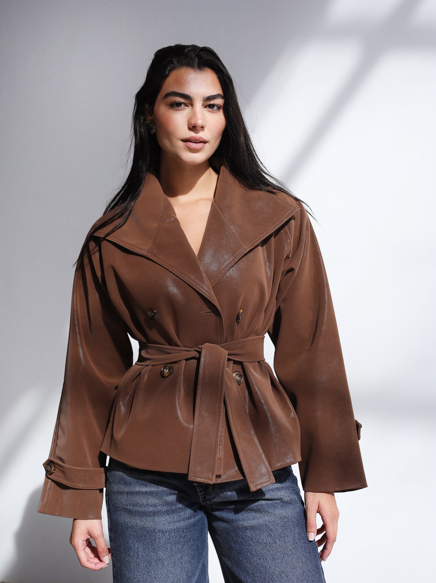 Cool Rider Faux Leather Jacket - Brown