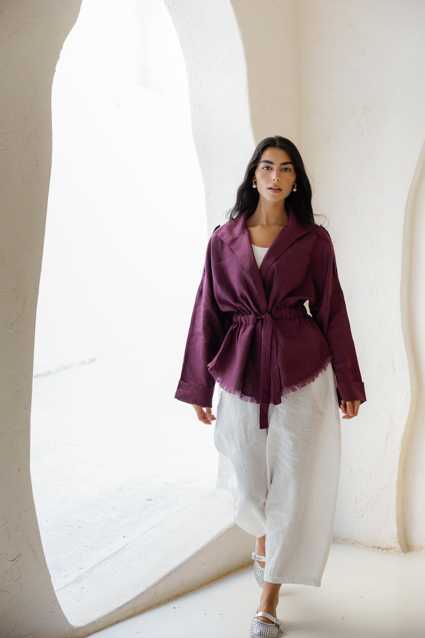 Amalia’s Signature Linen Top - Purple