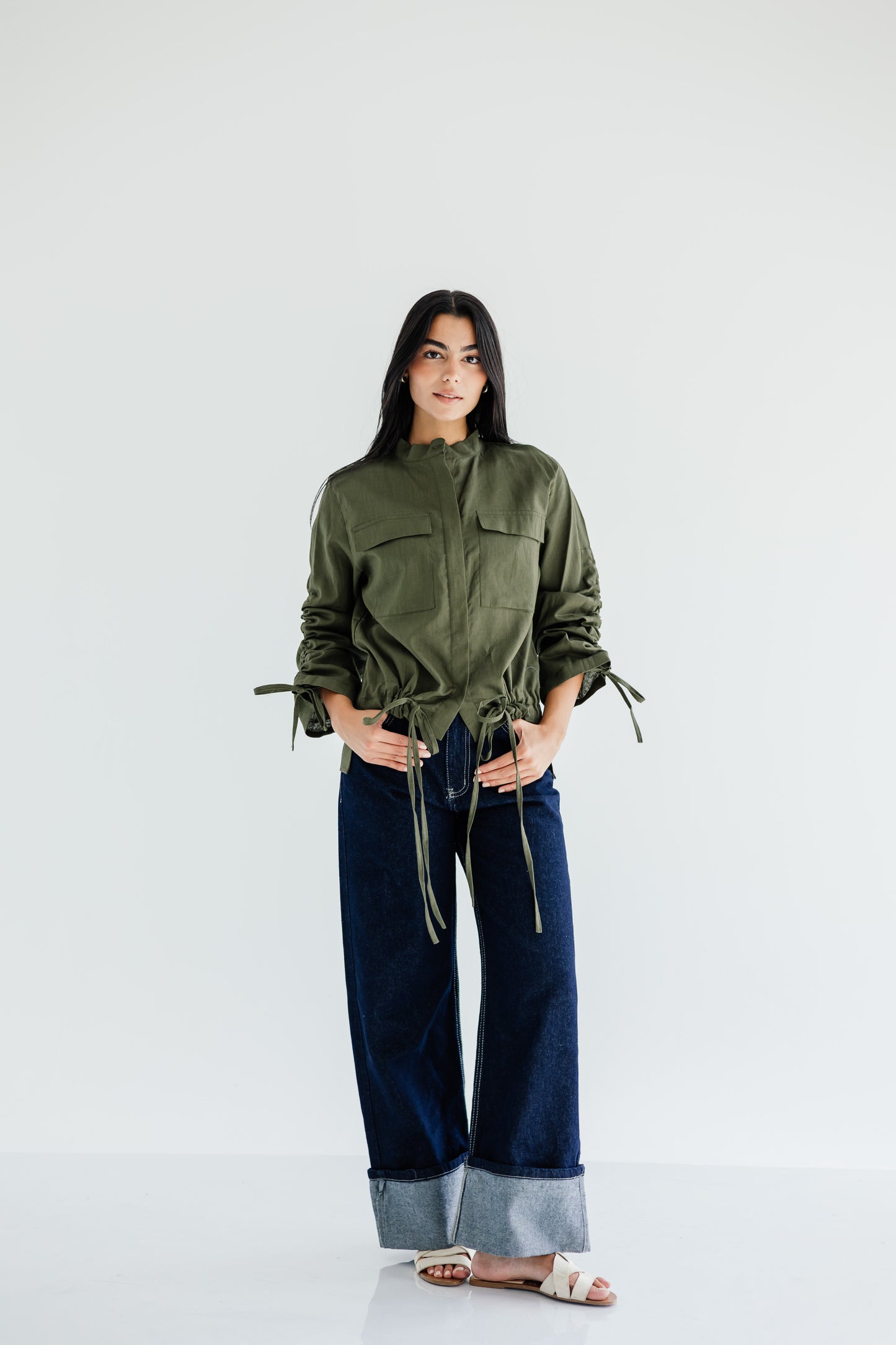 Pretty Fringes Linen Shirt - Olive