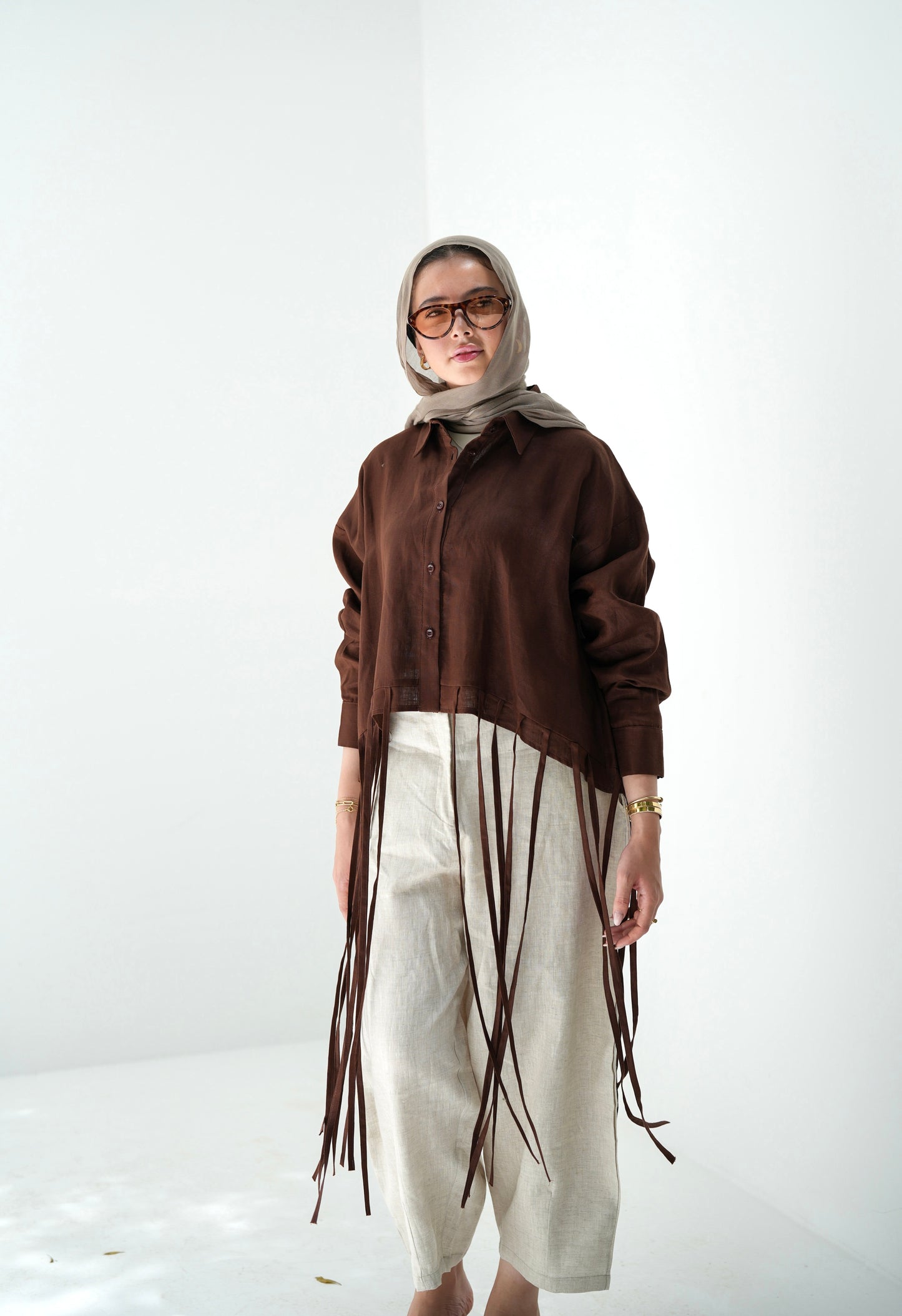 Girl’s Girl Linen Top - Brown
