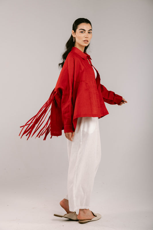 Summer Smiles Linen Top - Red