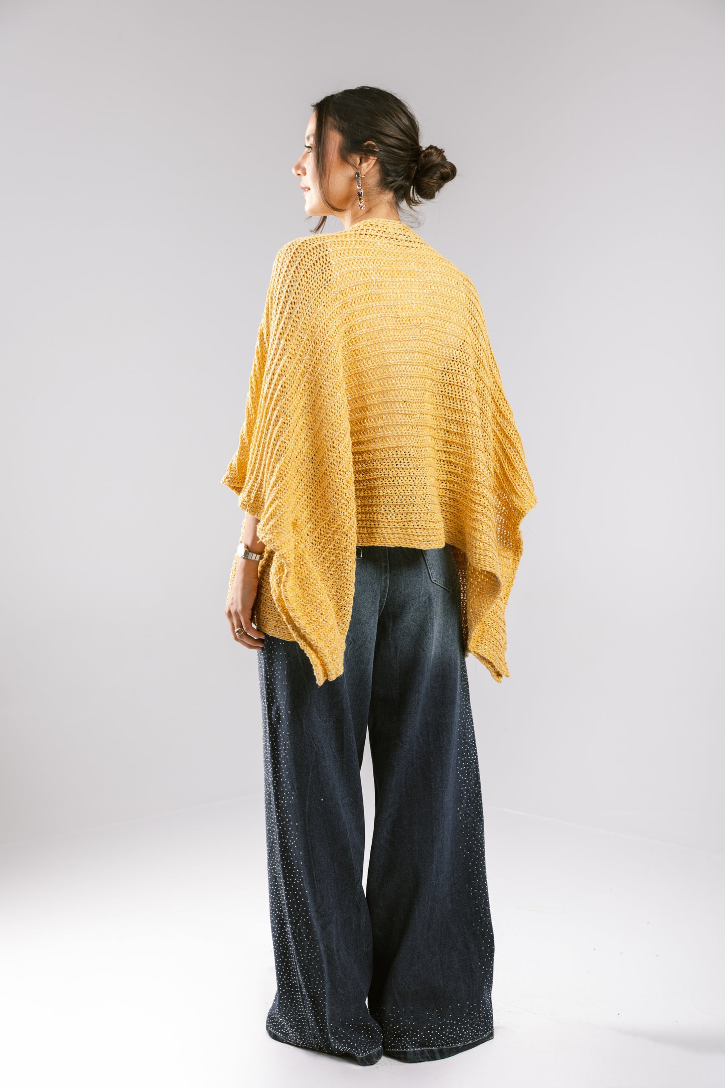 Seen At Sunset Crochet Cape in Yellow