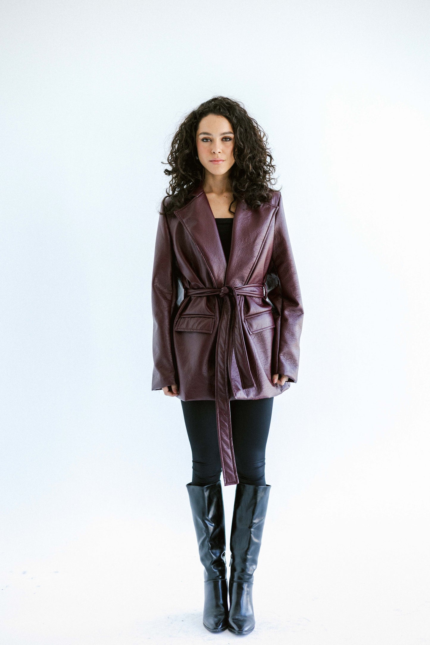 Going Places Leather Blazer (Long Version)  - Burgundy