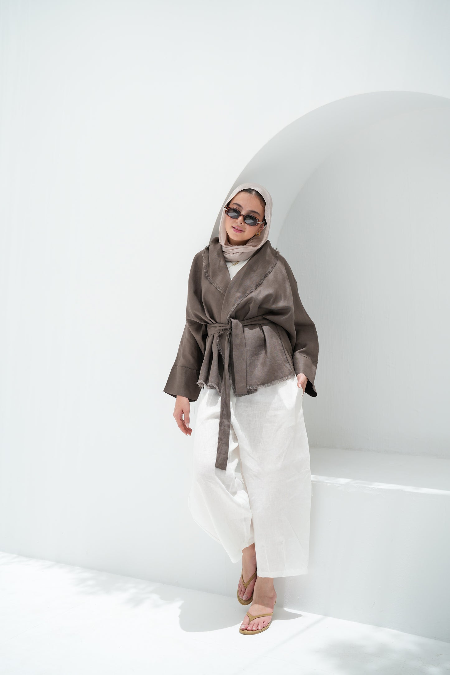 Sun Chaser Linen Cardigan - Mushroom