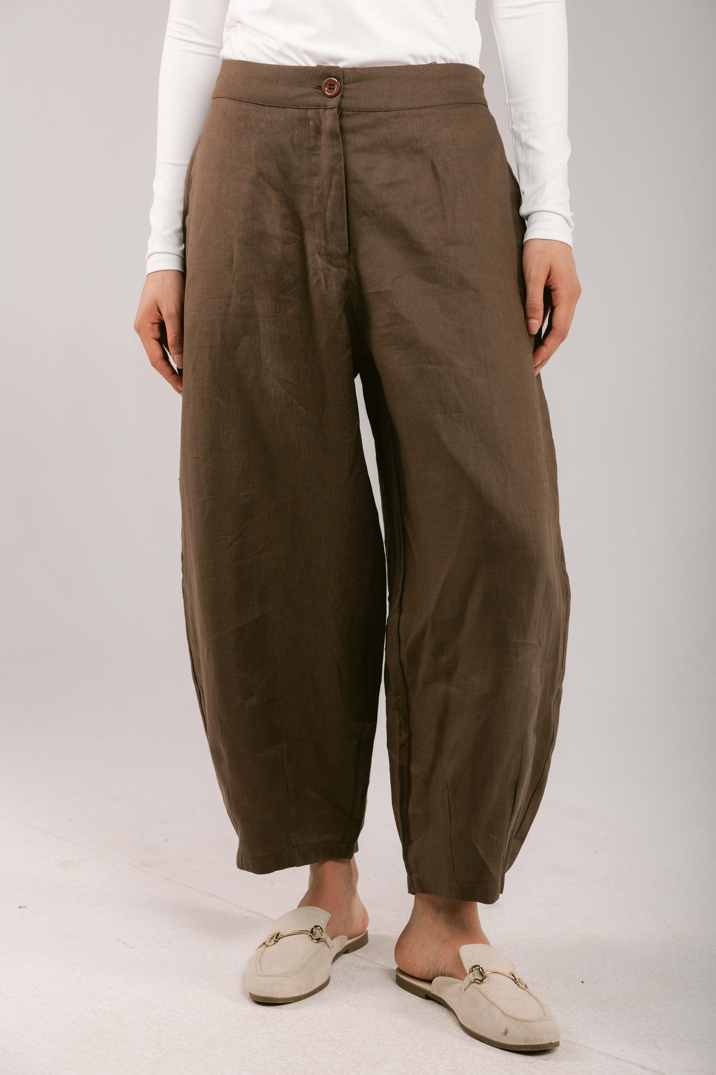 Essential Balloon Linen Pants - Brown