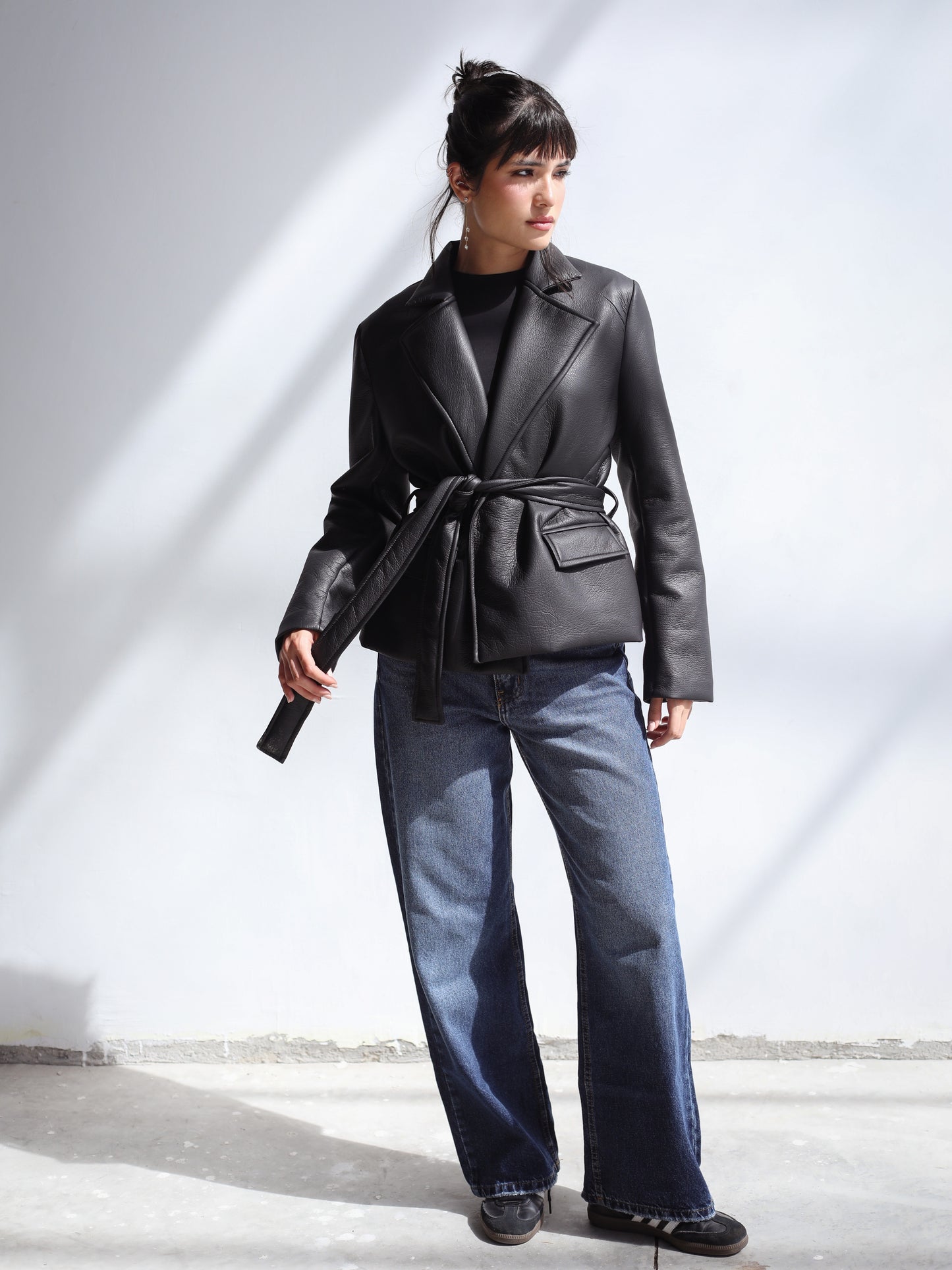 Going Places Leather Blazer - Black