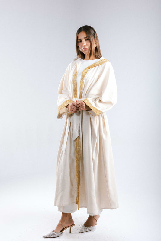 Marrakesh Linen Kaftan in Beige