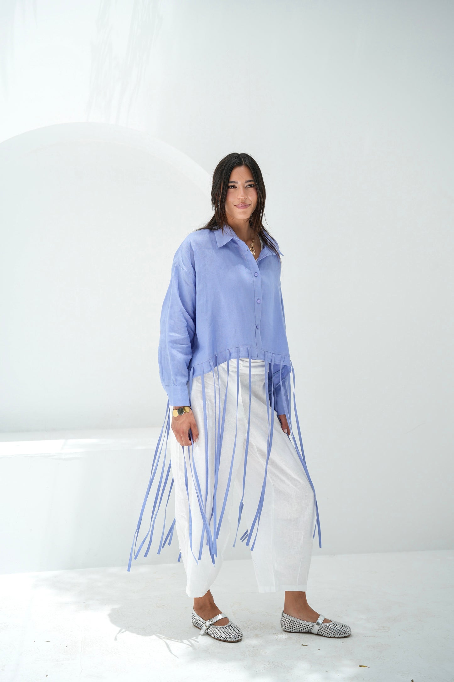 Girl’s Girl Linen Top - Sky Blue