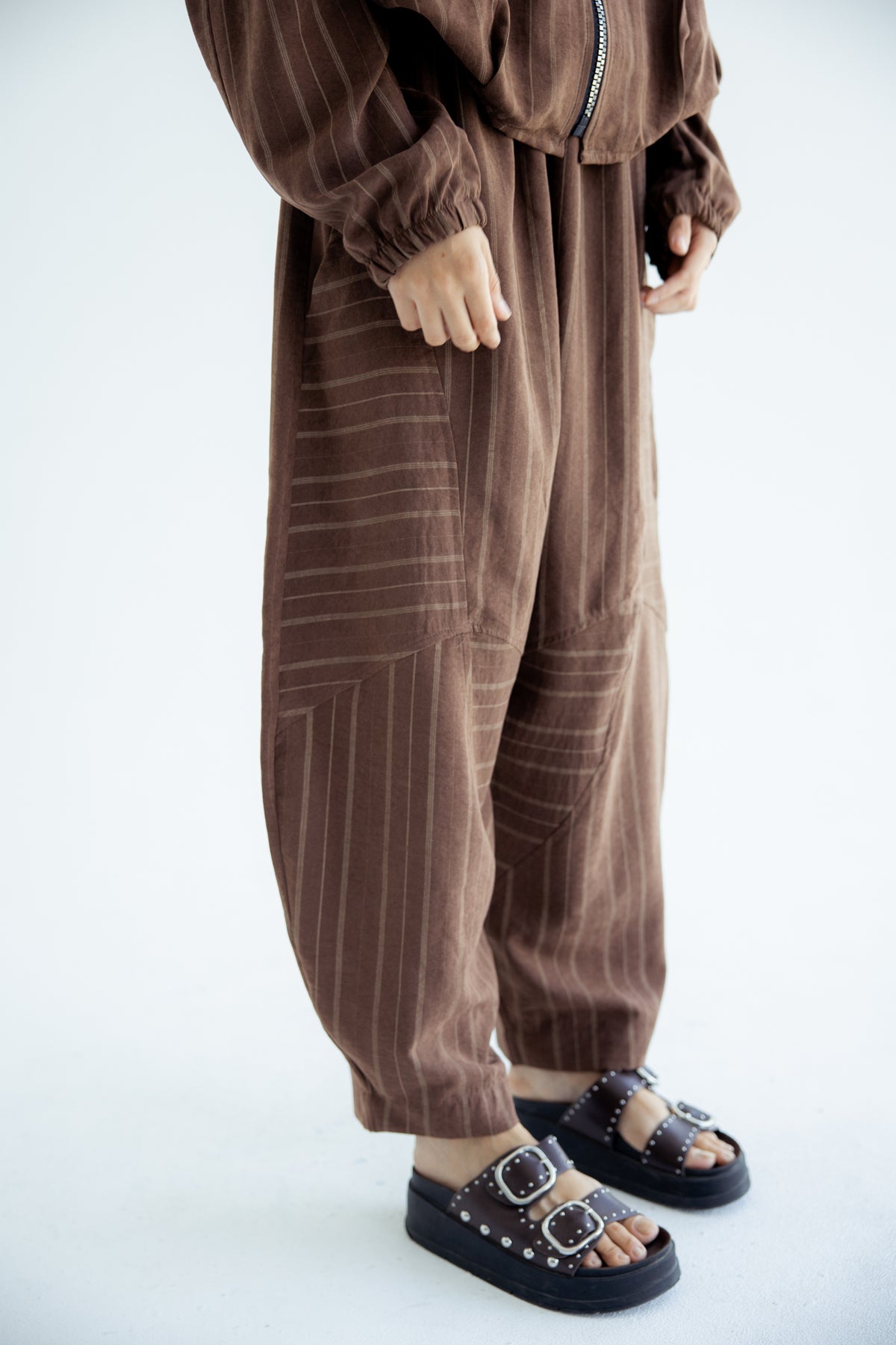 Now or Never Striped Set - Brown
