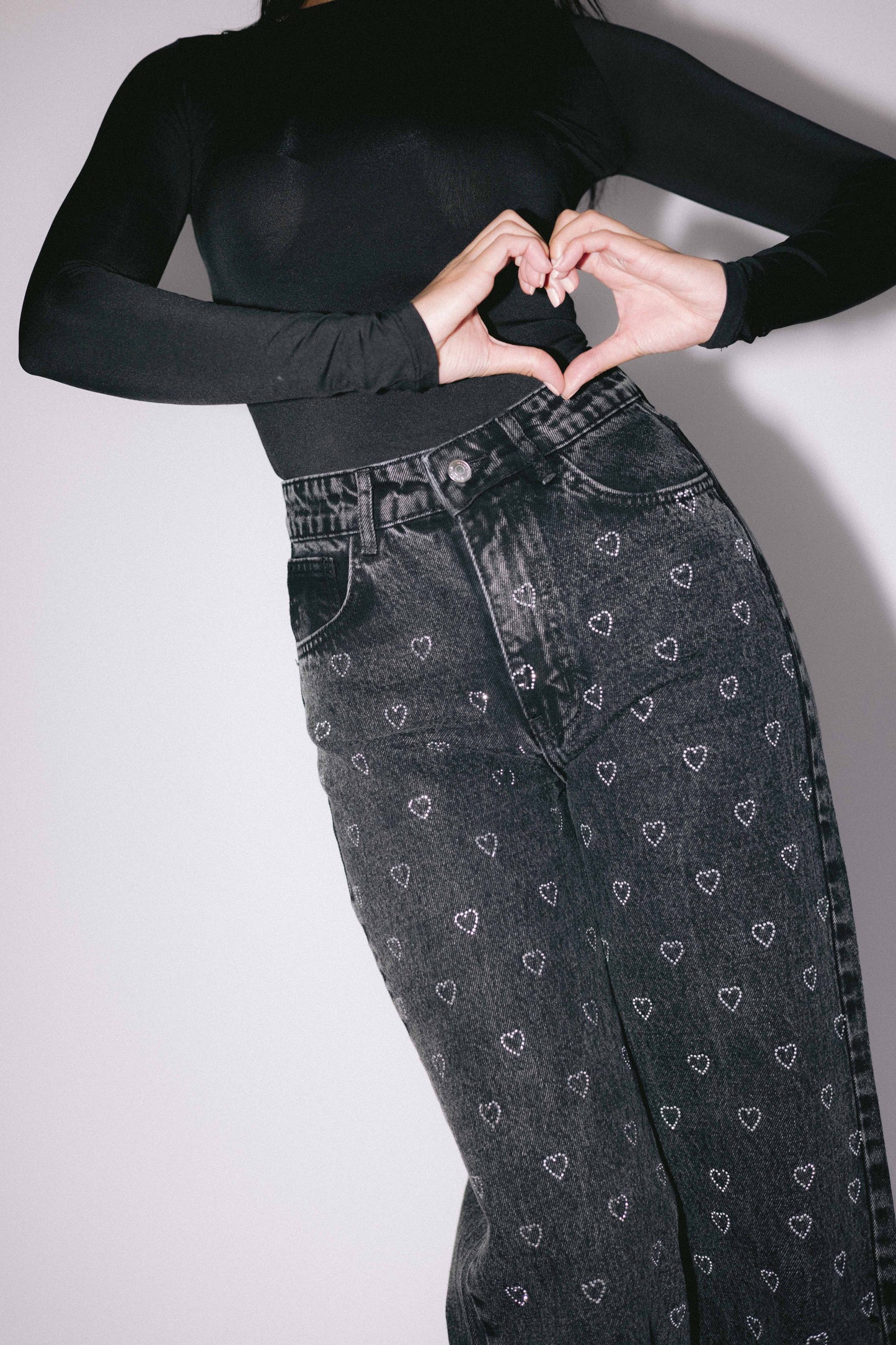 Follow Your Heart Denim Pants in Black