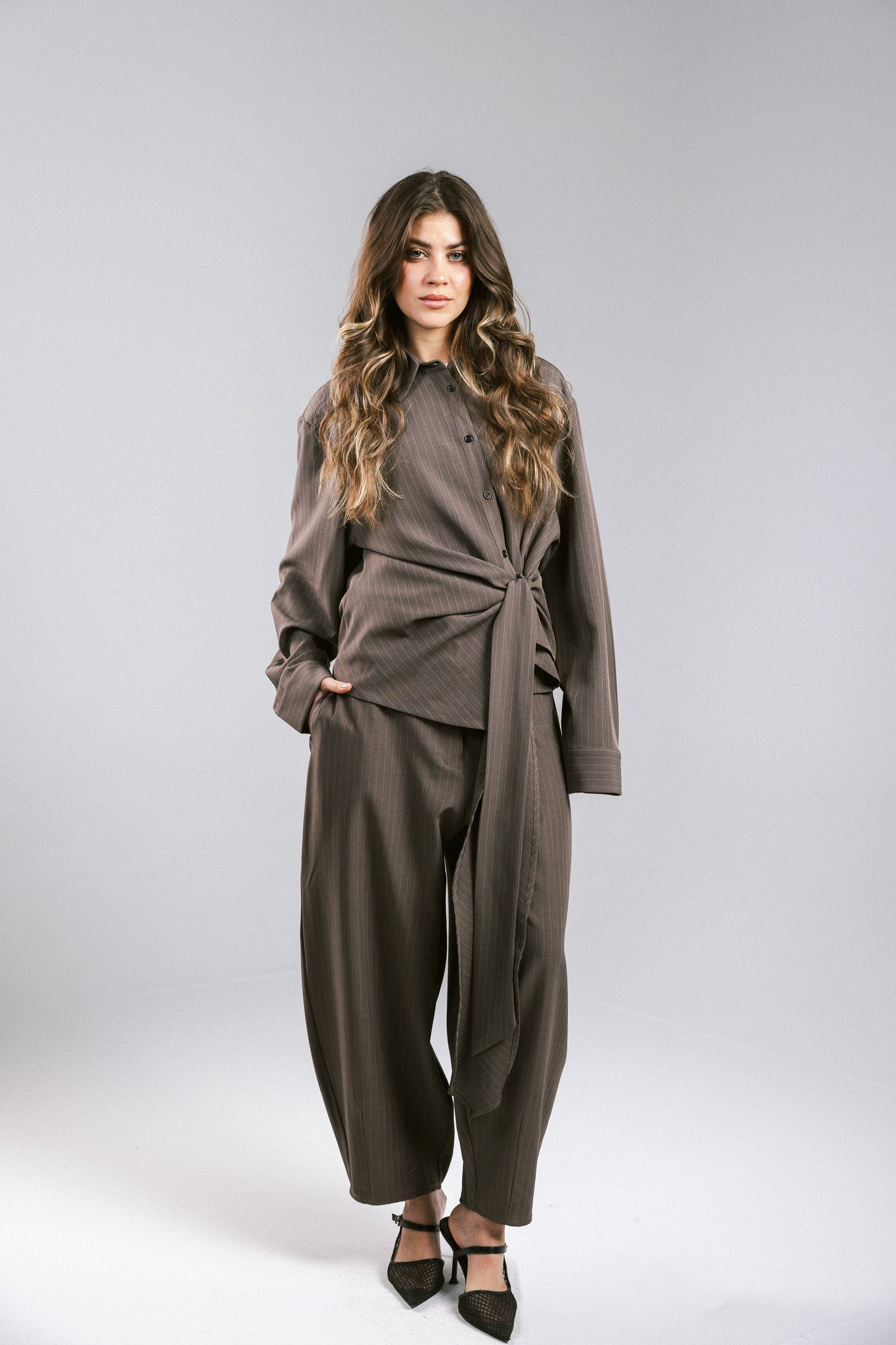 Knot Your Type Striped Set - Brown