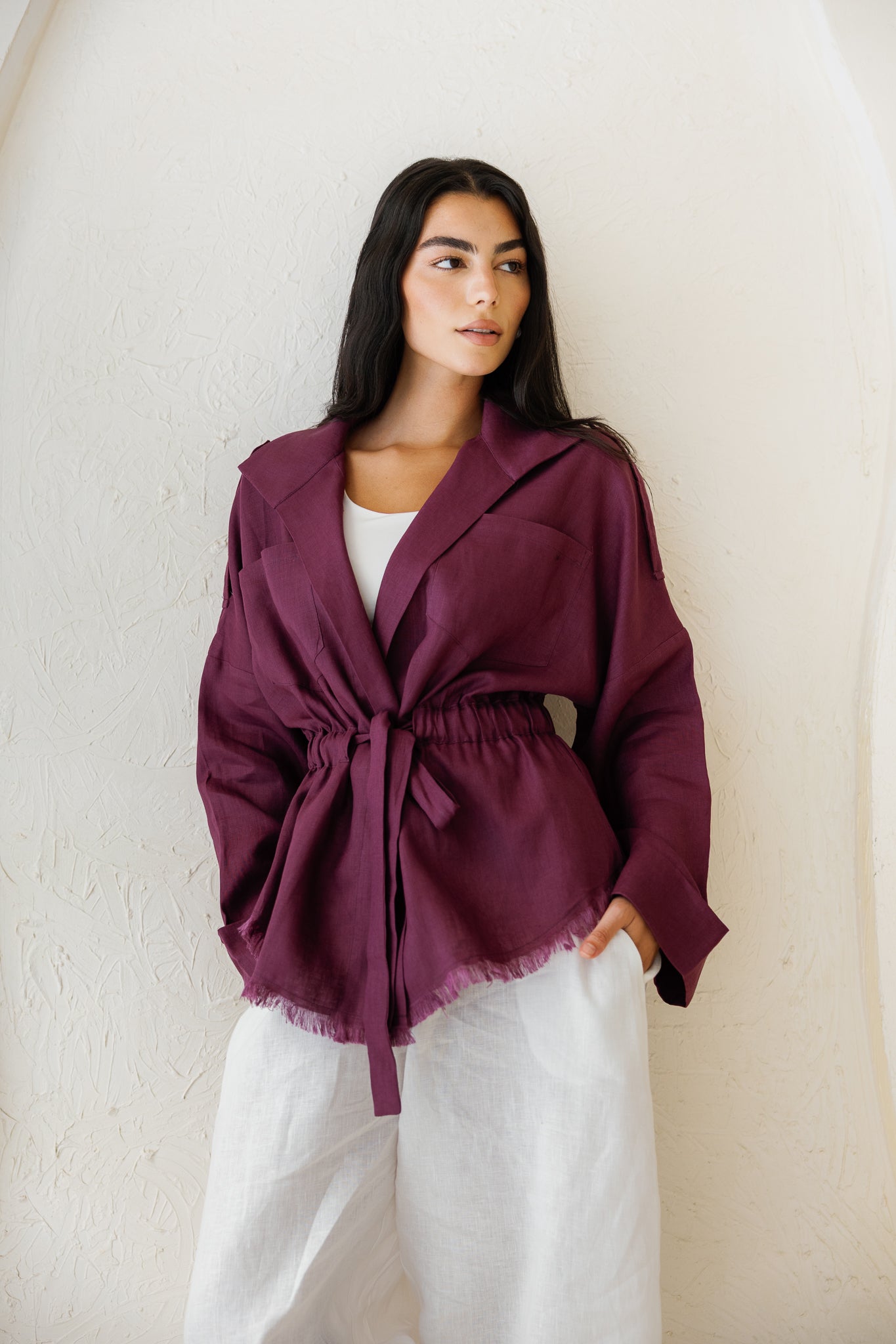 Amalia’s Signature Linen Top - Purple