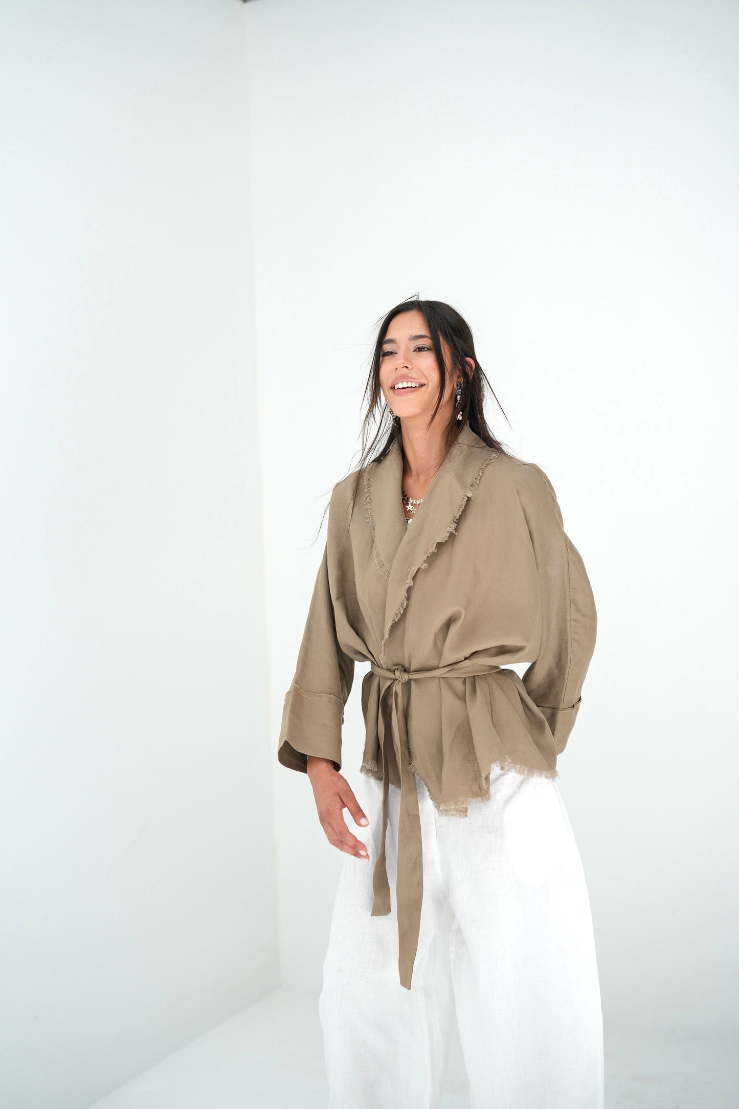 Sun Chaser Linen Cardigan - Taupe
