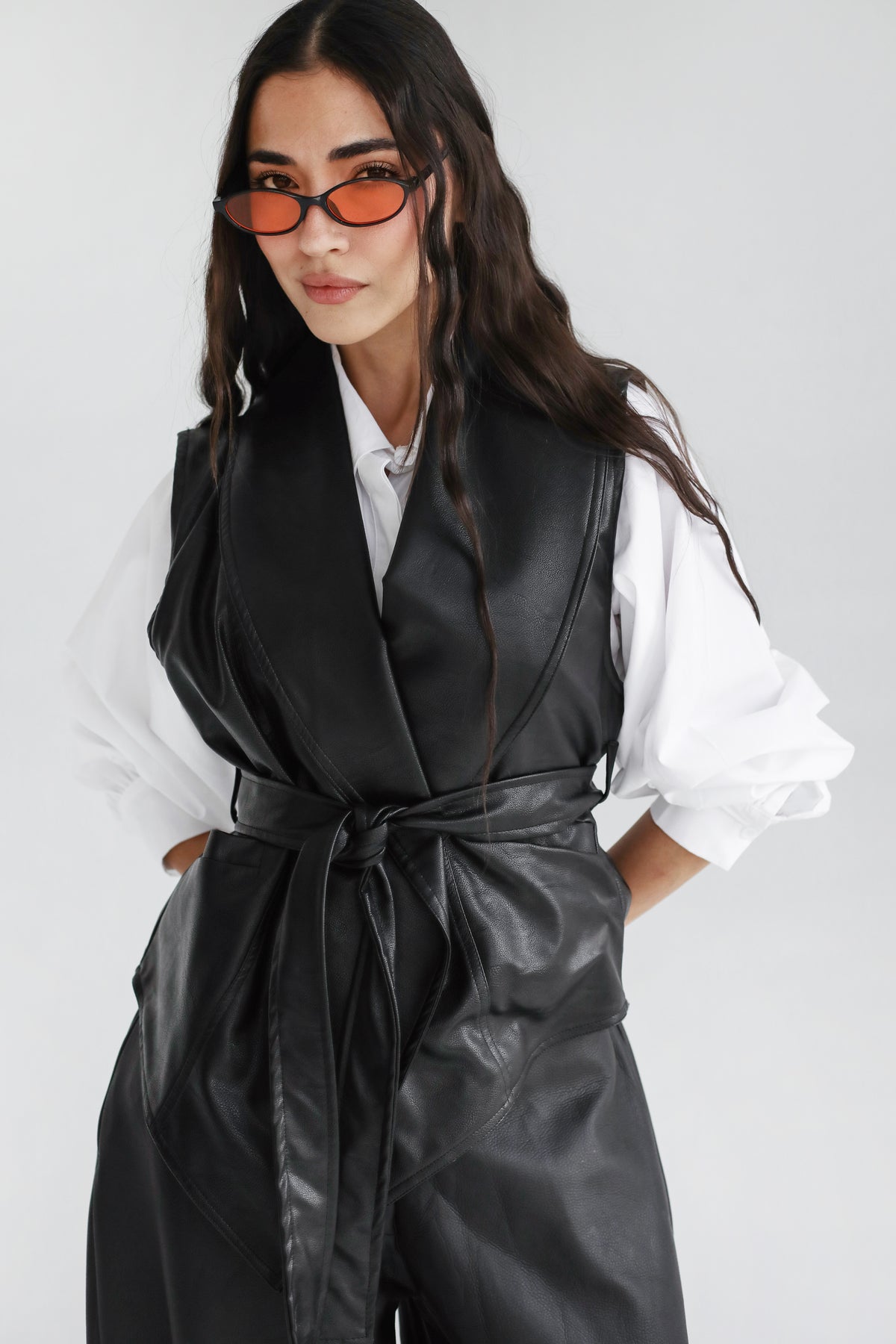 Smart Move Leather Vest in Black