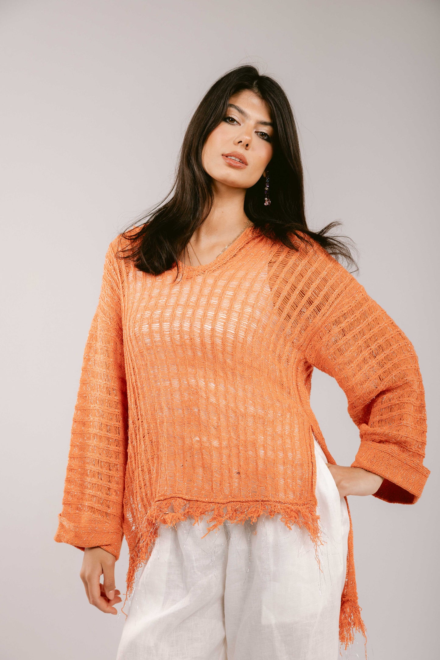 By The Beach Crochet Top - Orange