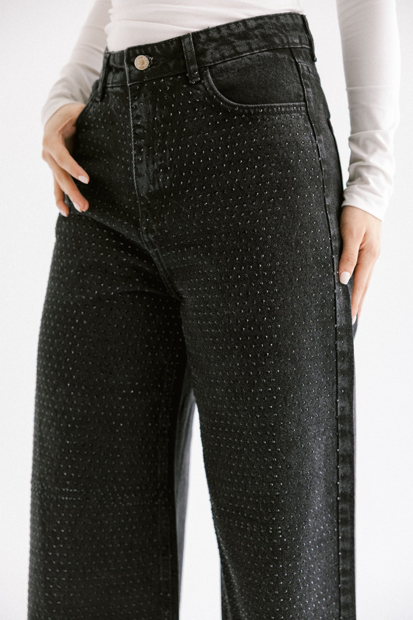 All Eyes On You Denim Pants - Black