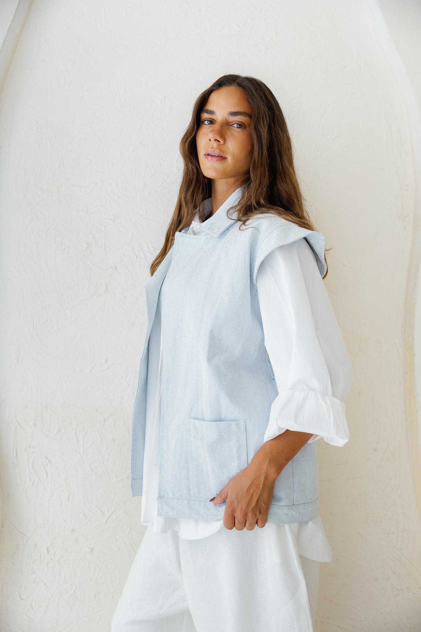 You Have My Heart Denim Vest - Light Blue