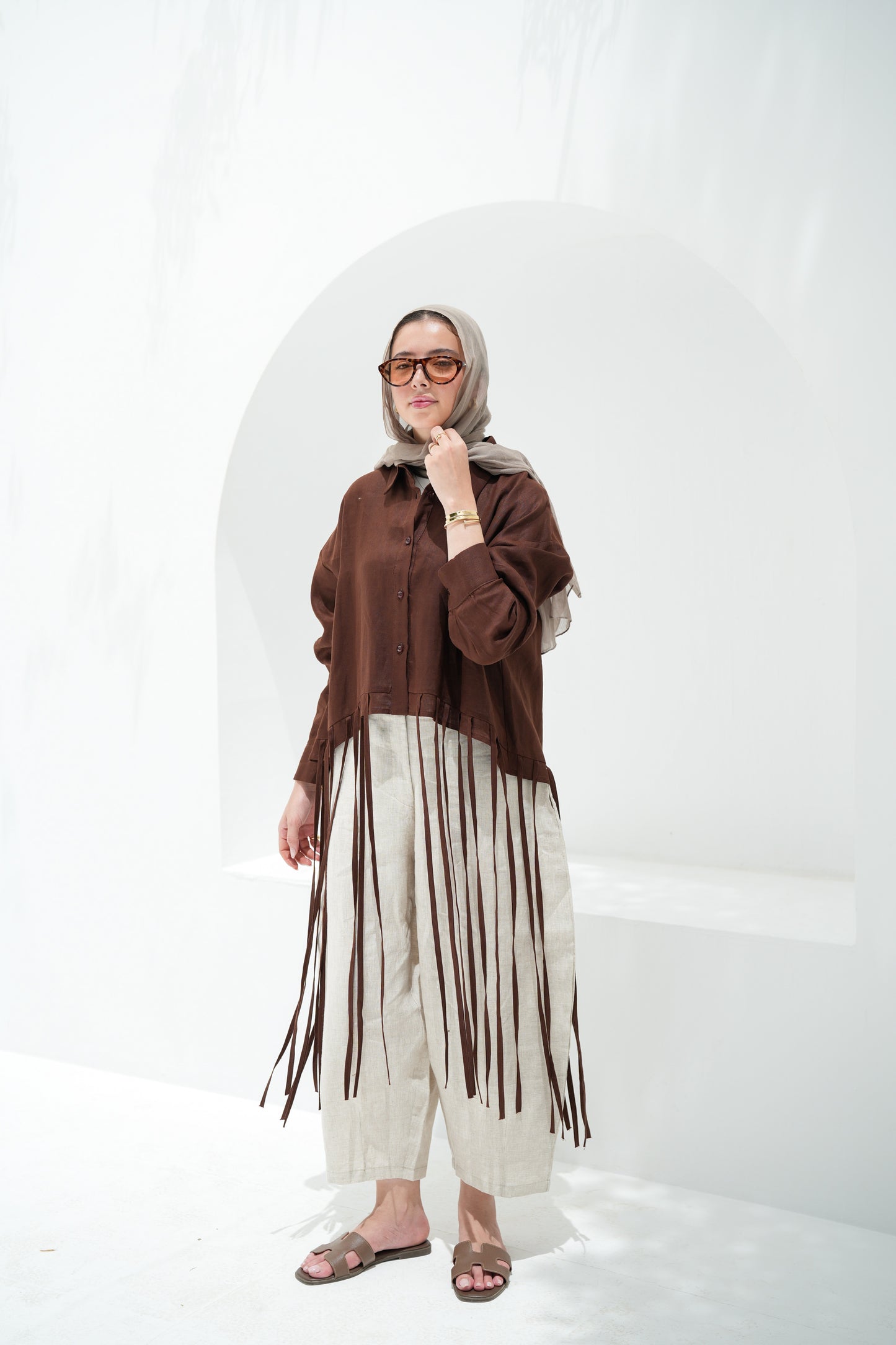 Girl’s Girl Linen Top - Brown