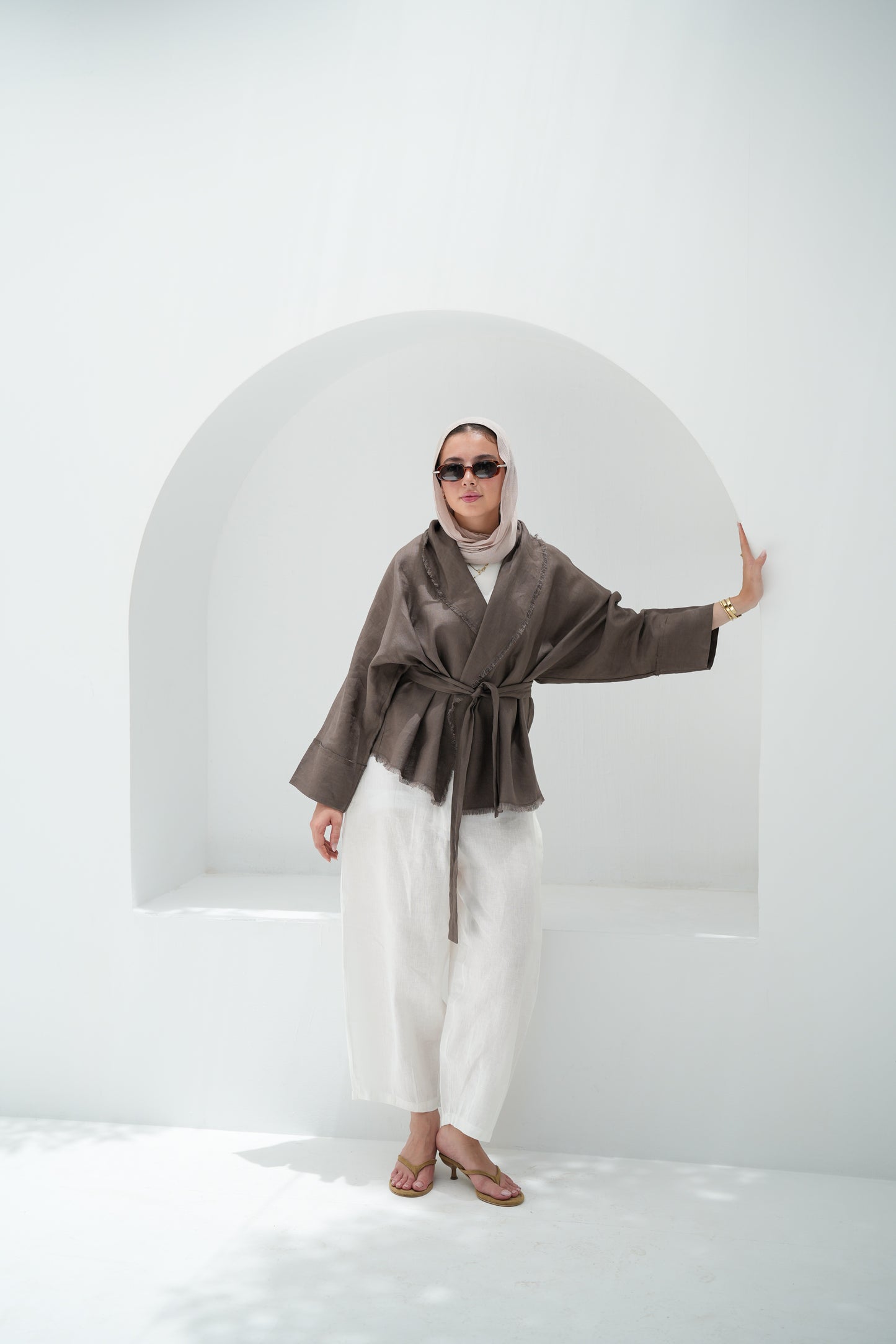 Sun Chaser Linen Cardigan - Mushroom