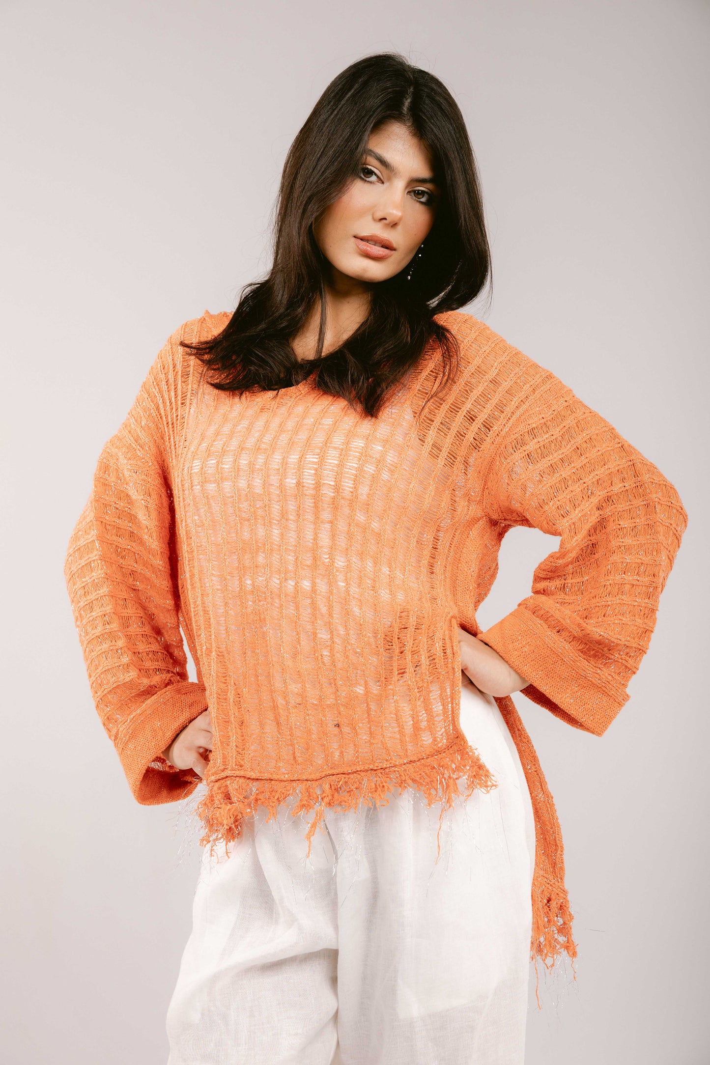 By The Beach Crochet Top - Orange