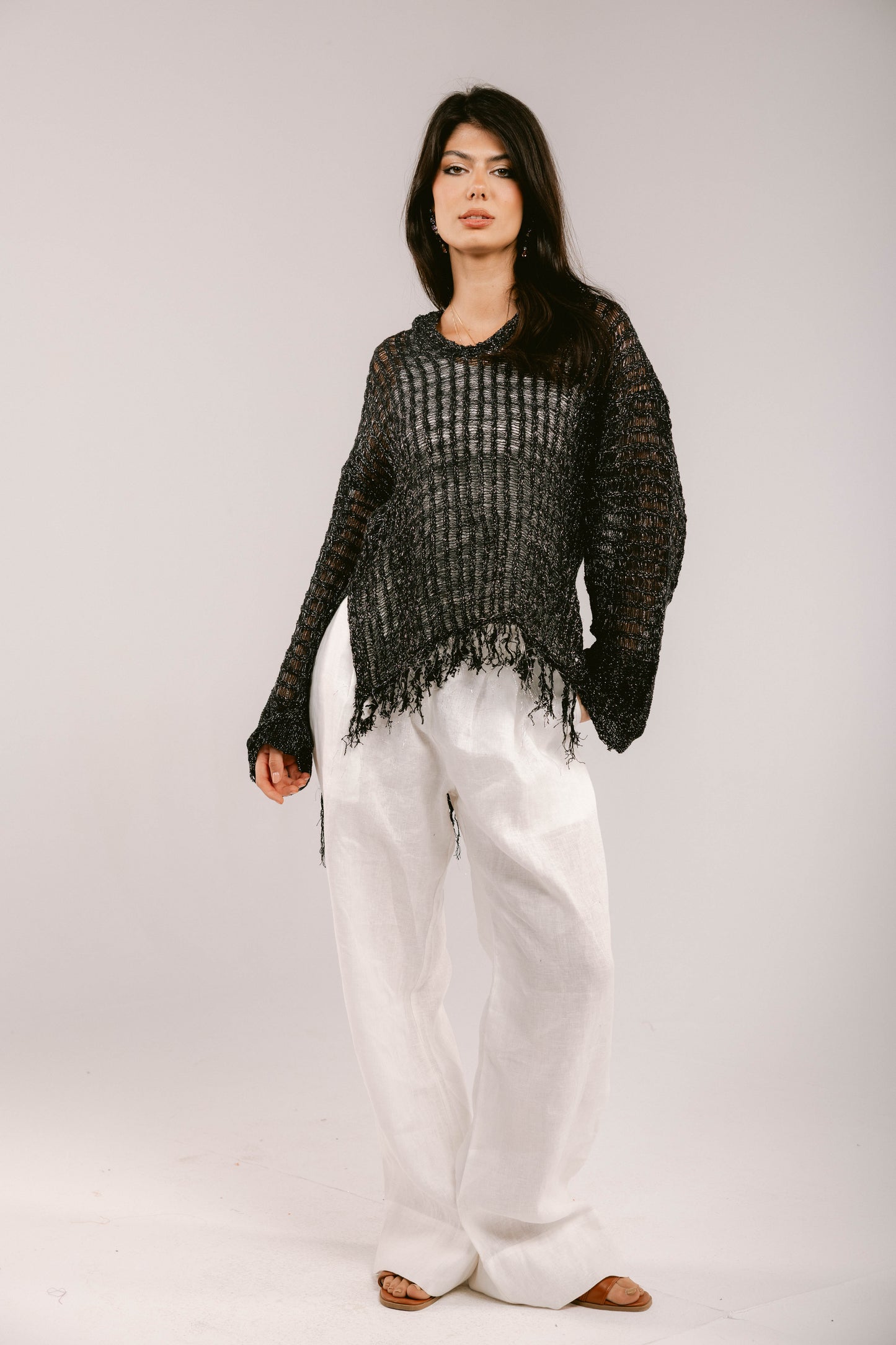By The Beach Crochet Top - Black