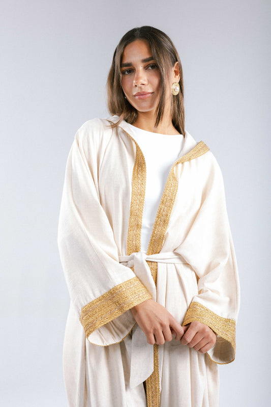 Marrakesh Linen Kaftan in Beige