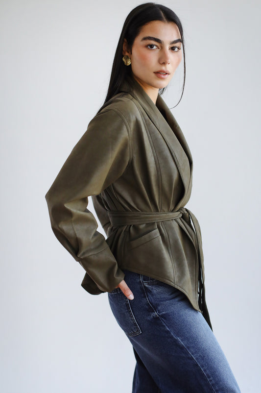 Risk Taker Leather Jacket - Olive