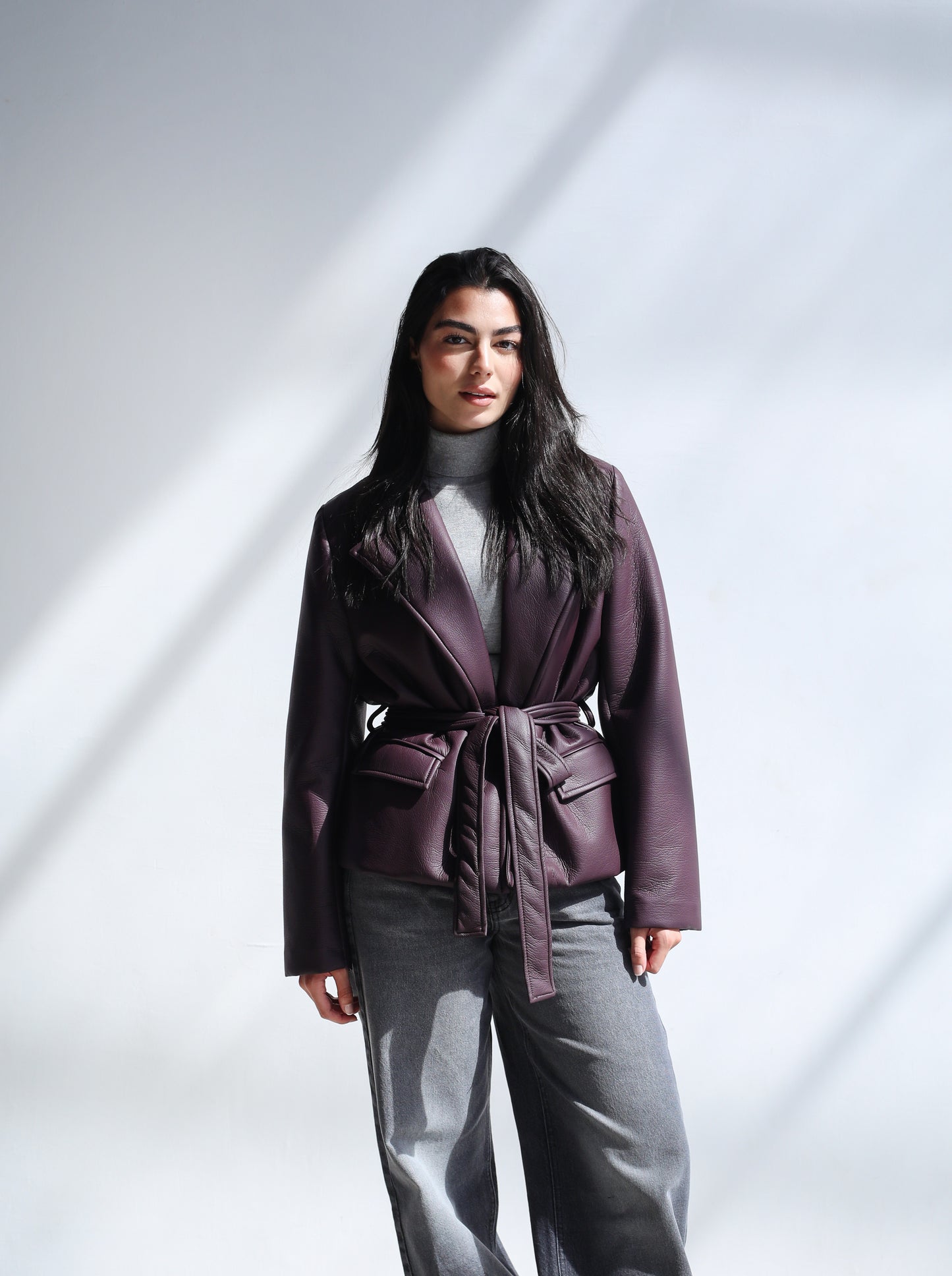 Going Places Leather Blazer - Burgundy