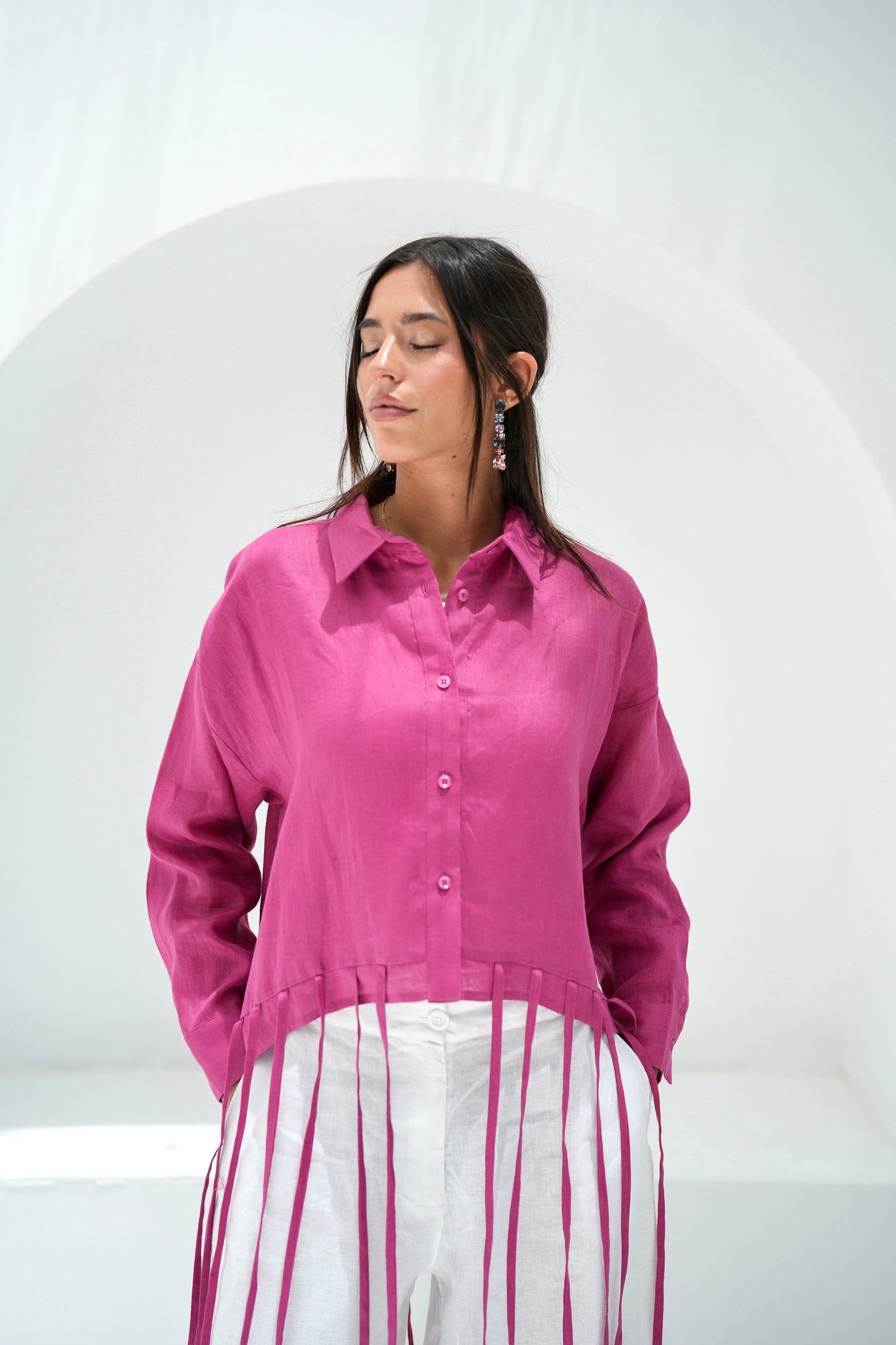 Girl’s Girl Linen Top - Berry Pink