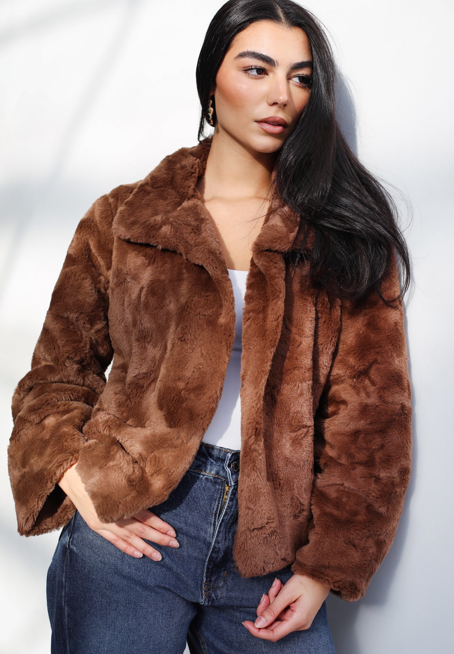 Stunner Faux Fur Jacket - Espresso Brown