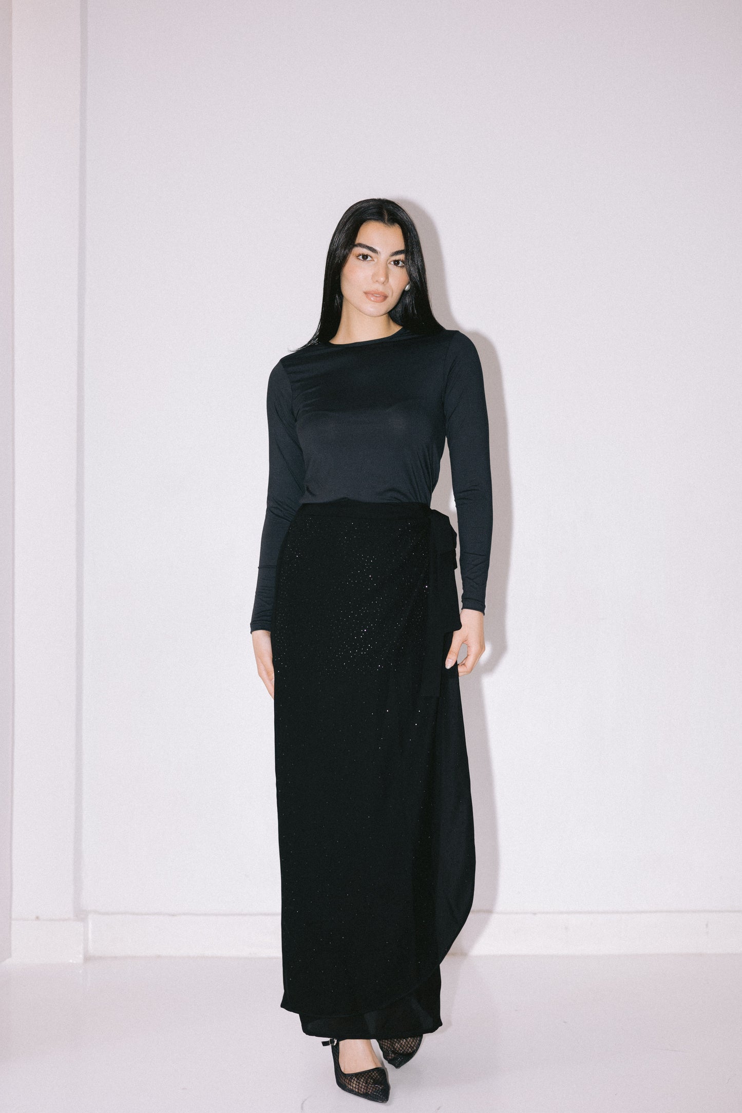 Stardust Wrap Skirt in Black