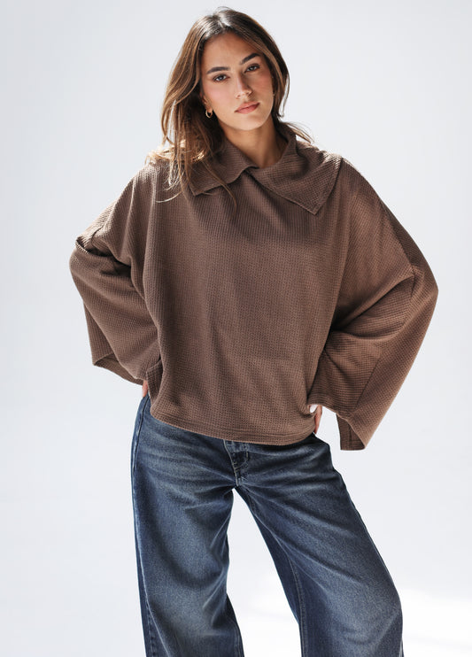 Wonderlust Knit Cape - Brown