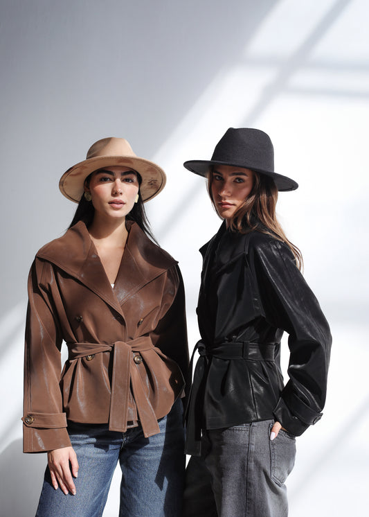 Cool Rider Faux Leather Jacket - Brown