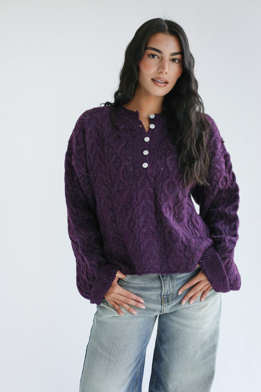 Sweet as you knit sweater - Purple