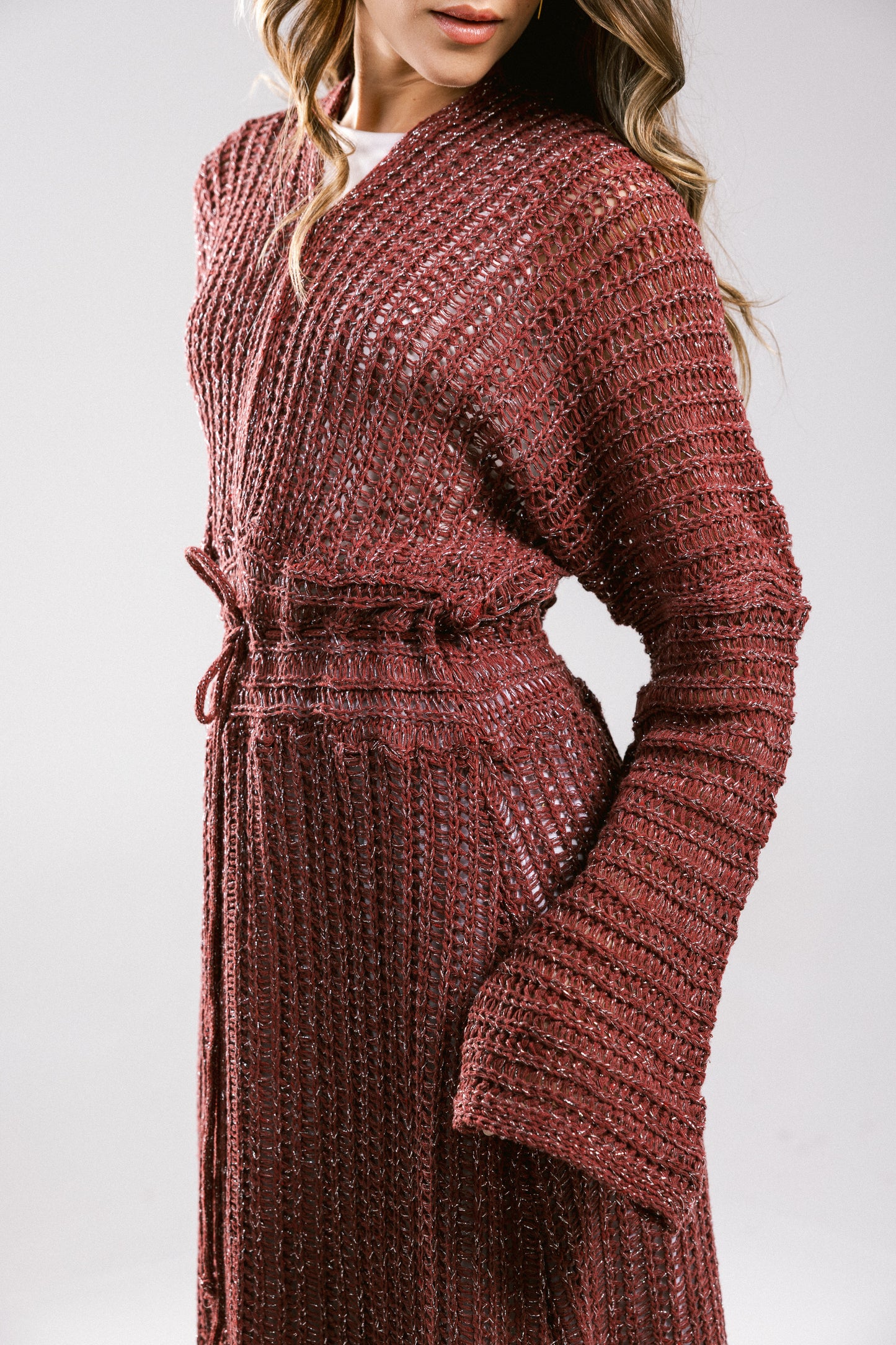 Sunbeam Crochet Coverup Dress - Burgundy