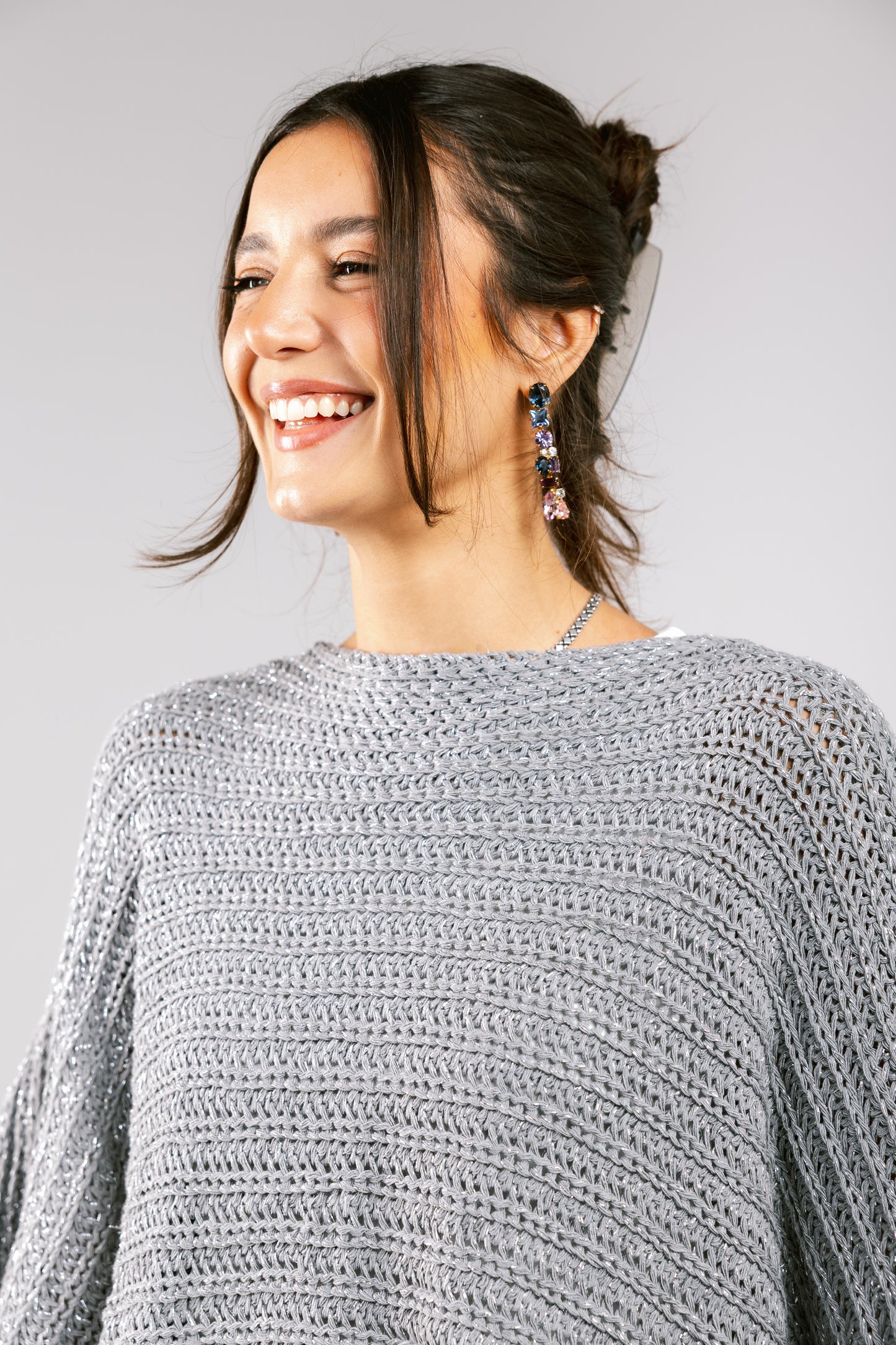 Seen At Sunset Crochet Cape in Grey