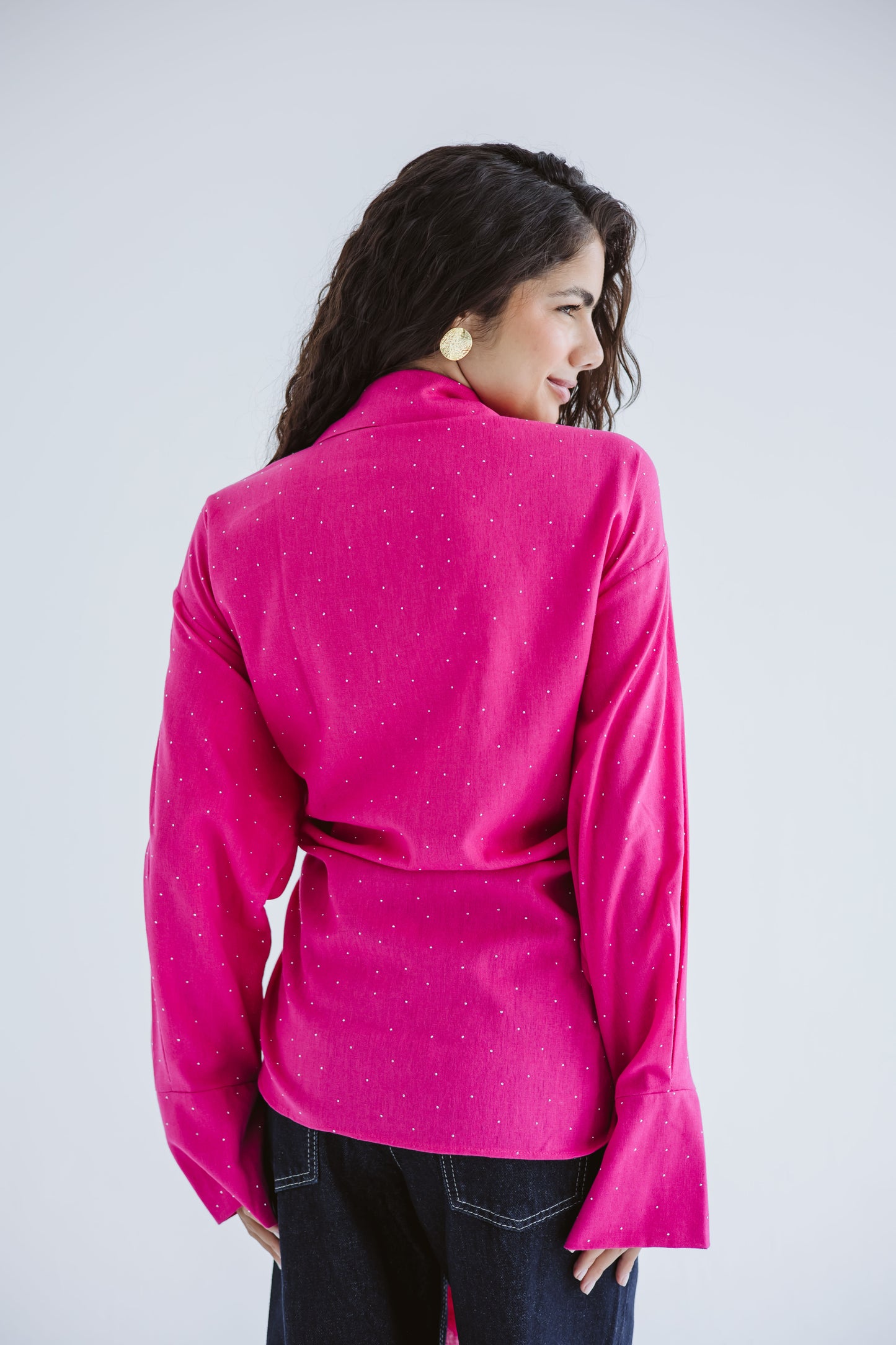 Studded Wrapped In A Dream Top - Fuchsia