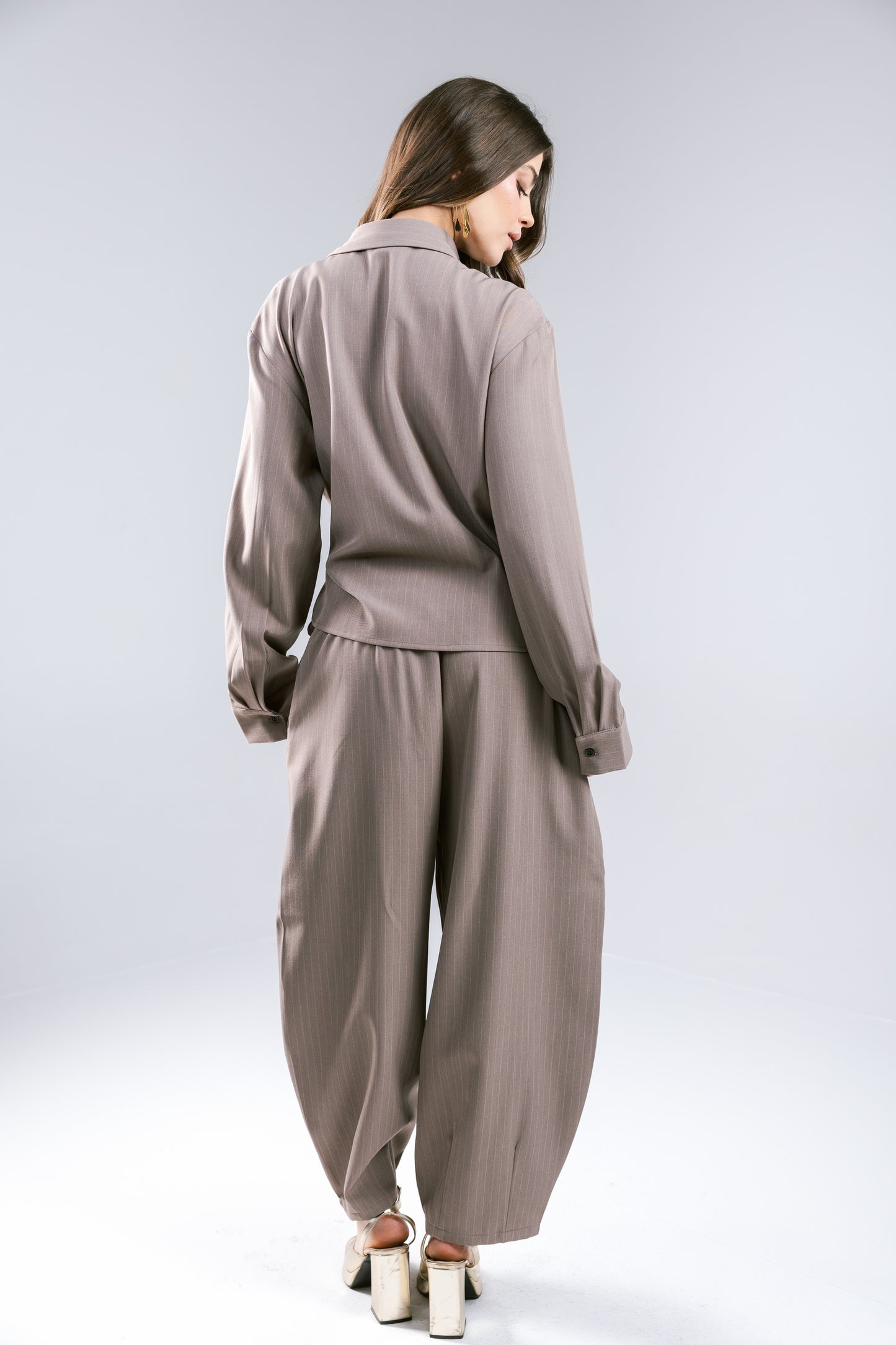 Knot Your Type Striped Set - Taupe