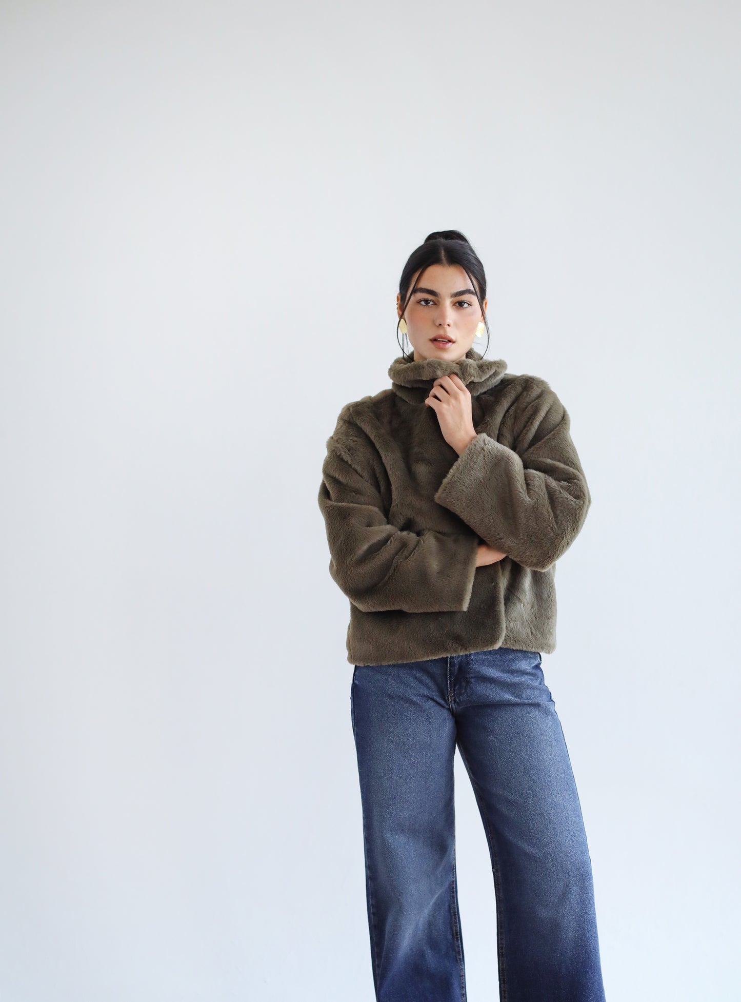 Stunner Faux Fur Jacket - Olive