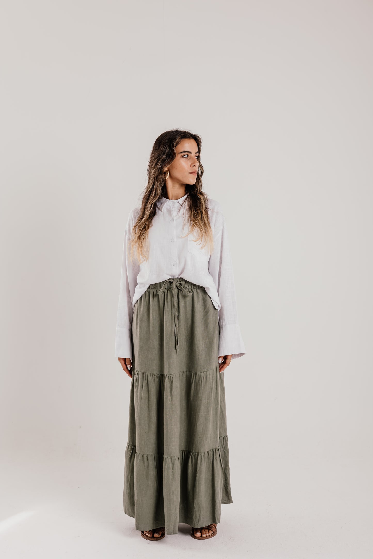 Waves Skirt in Olive