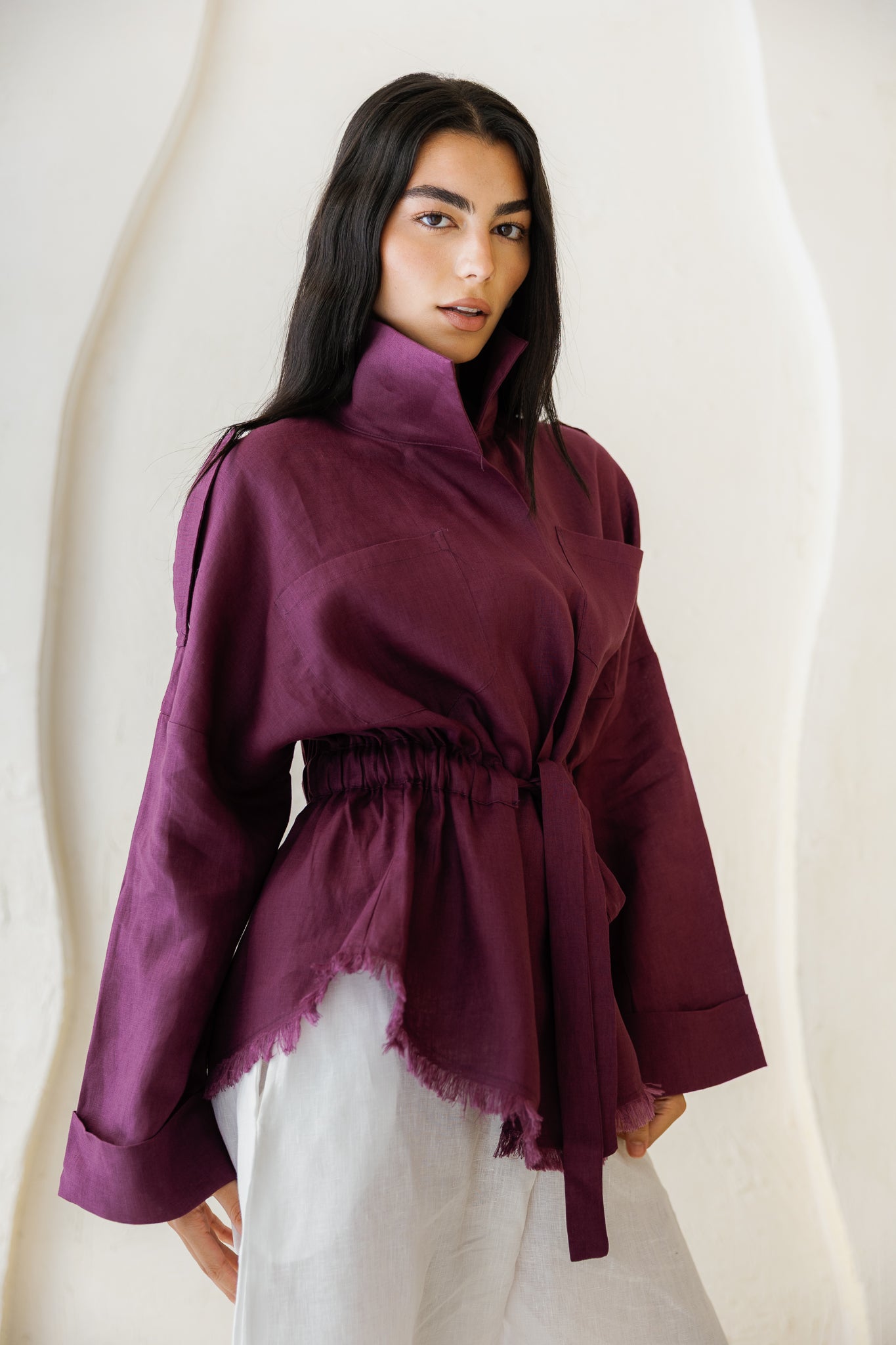 Amalia’s Signature Linen Top - Purple