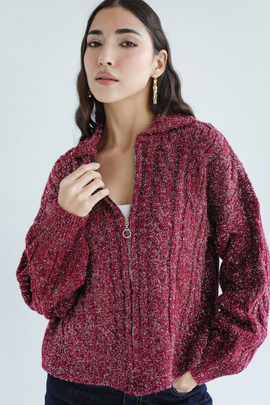Too good to take off knit sweater - Burgundy
