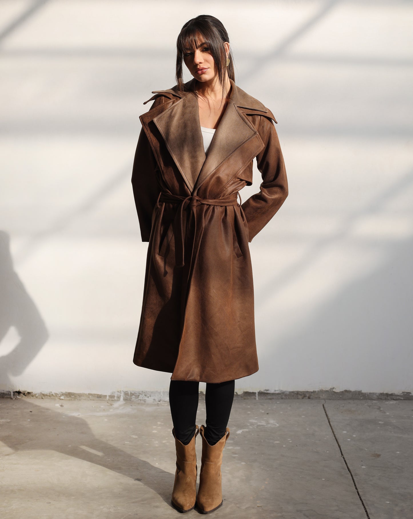 Warmer Winter Suede Coat - Cappuccino Brown