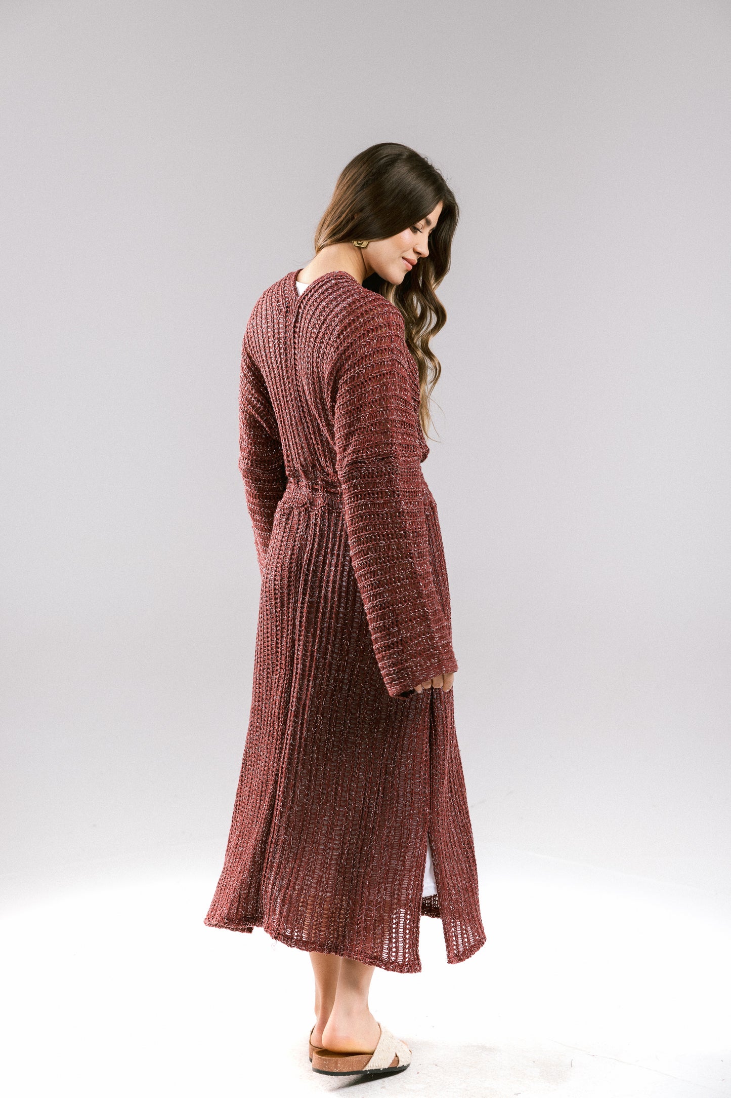 Sunbeam Crochet Coverup Dress - Burgundy