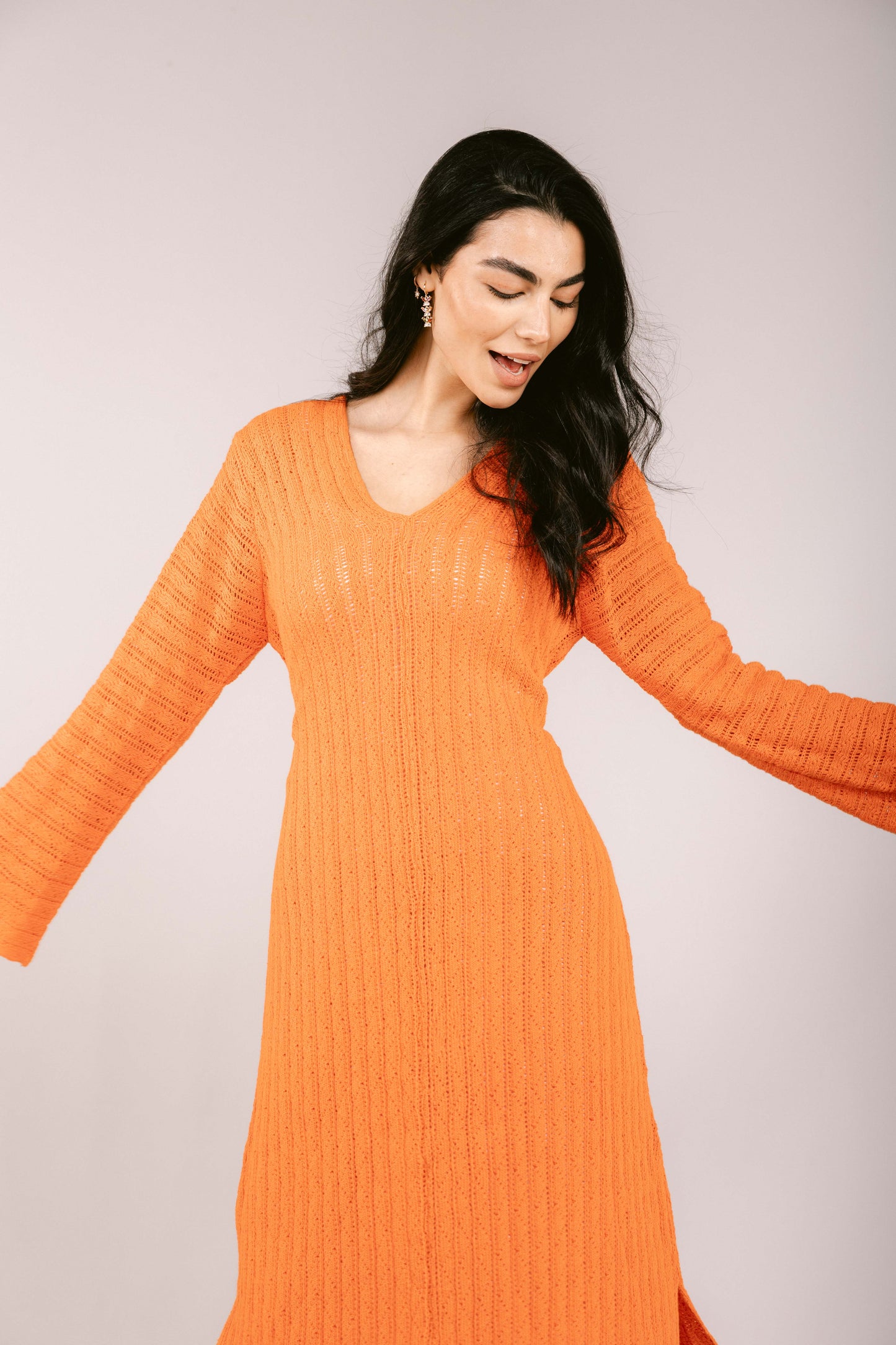 Sun Rays Crochet Dress - Orange