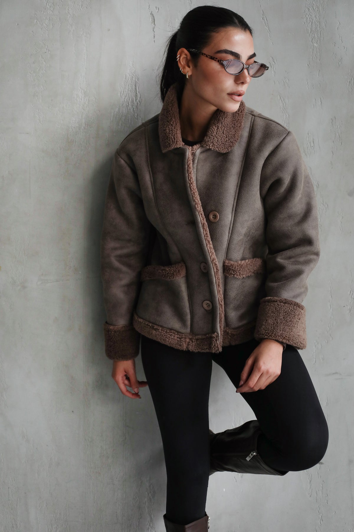 Feeling Cozy Shearling Jacket - Brown