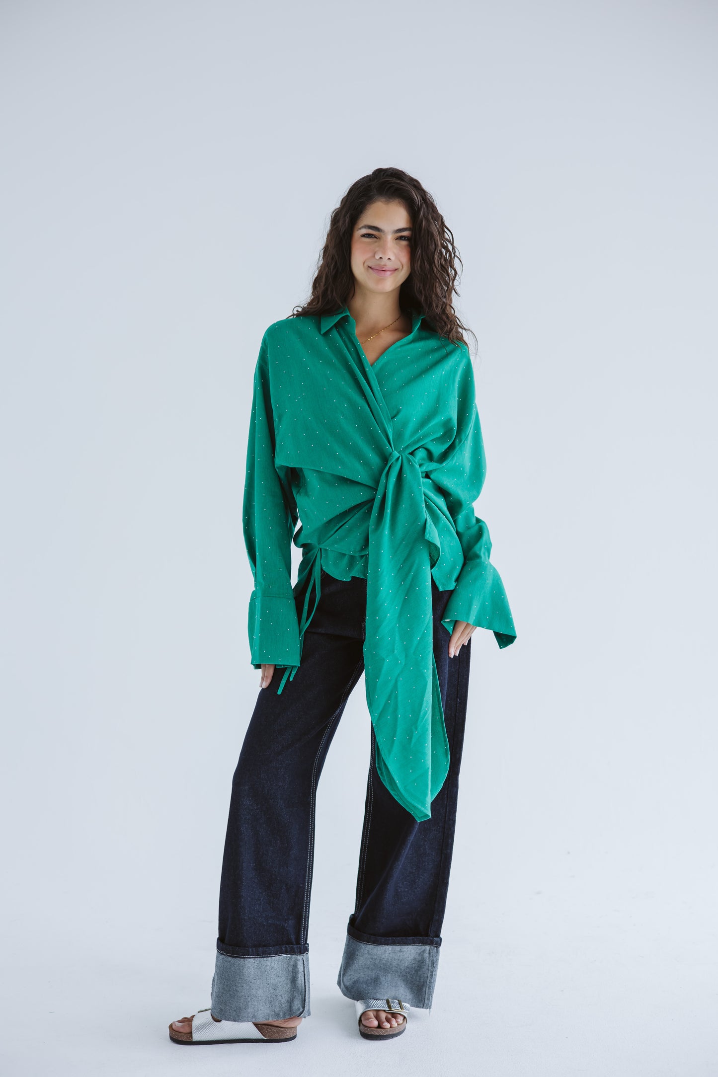 Studded Wrapped In A Dream Top - Green