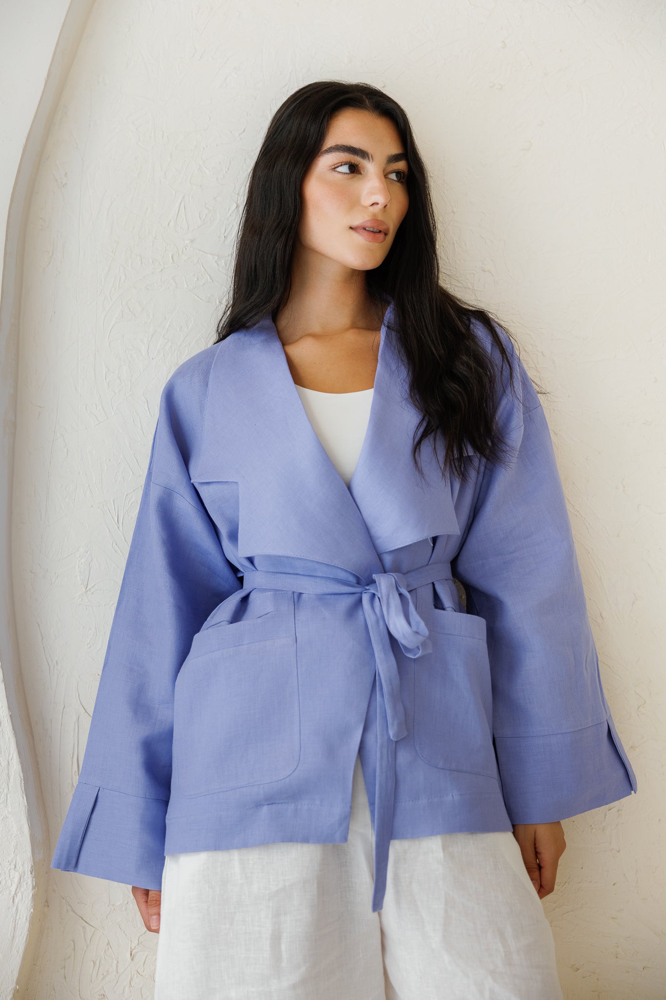 Full of Sunshine Linen Cardigan - Dusty Blue